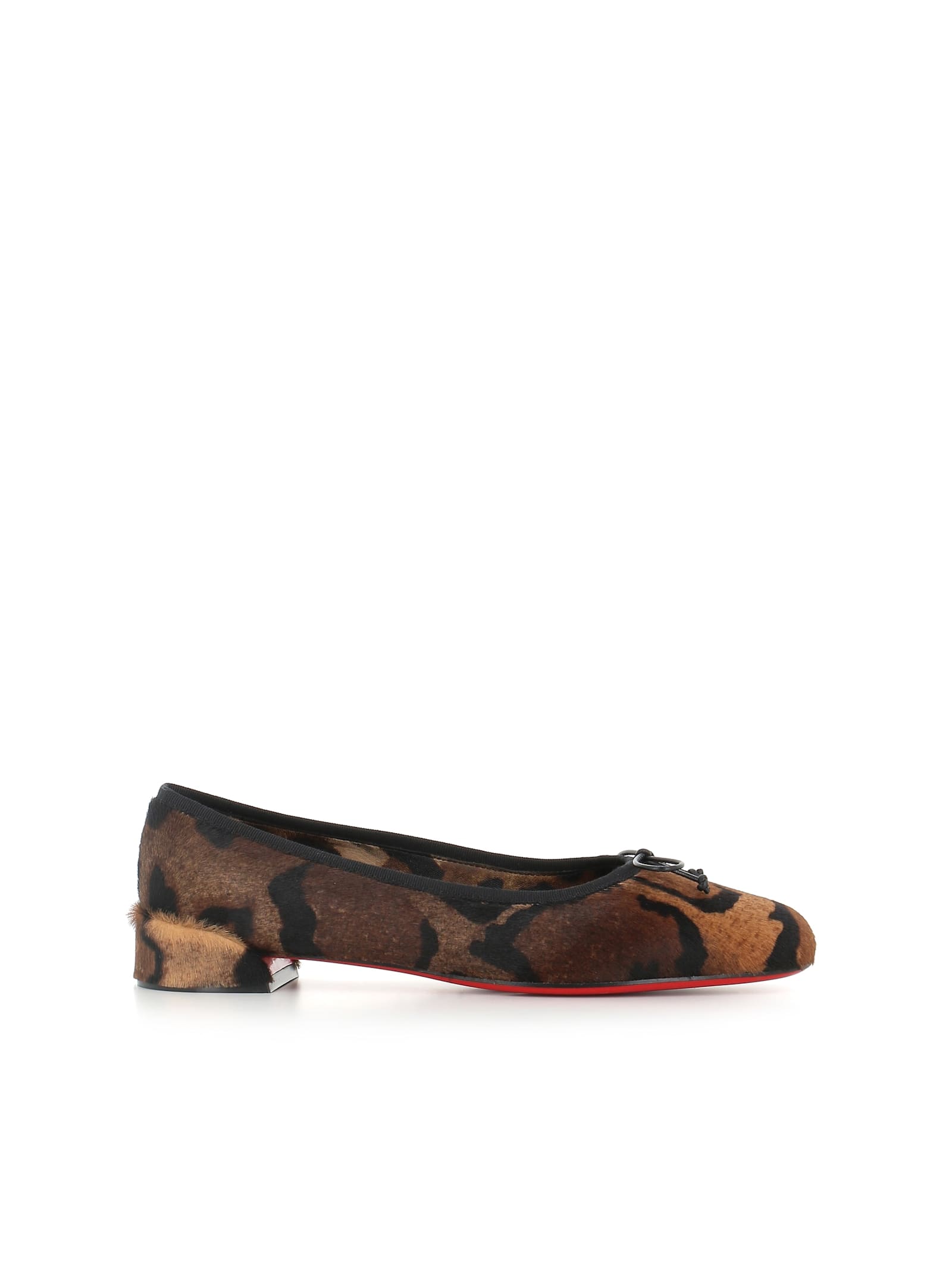 Christian Louboutin Sweetie Jane Leopard Calf Hair Red Sole Ballerina Flats In Animal Print