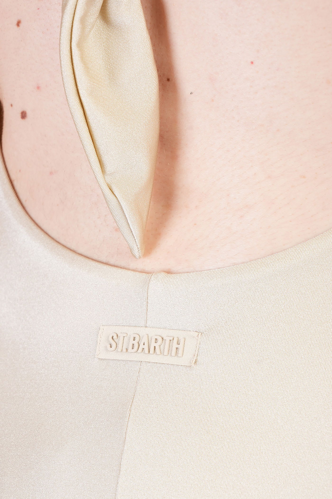 Mc2 Saint Barth Marylin Beachwear In Gold Polyamide In Neutral