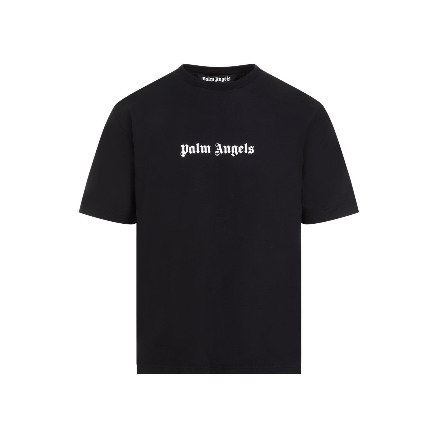 Shop Palm Angels Logo Printed Crewneck T-shirt In Black White