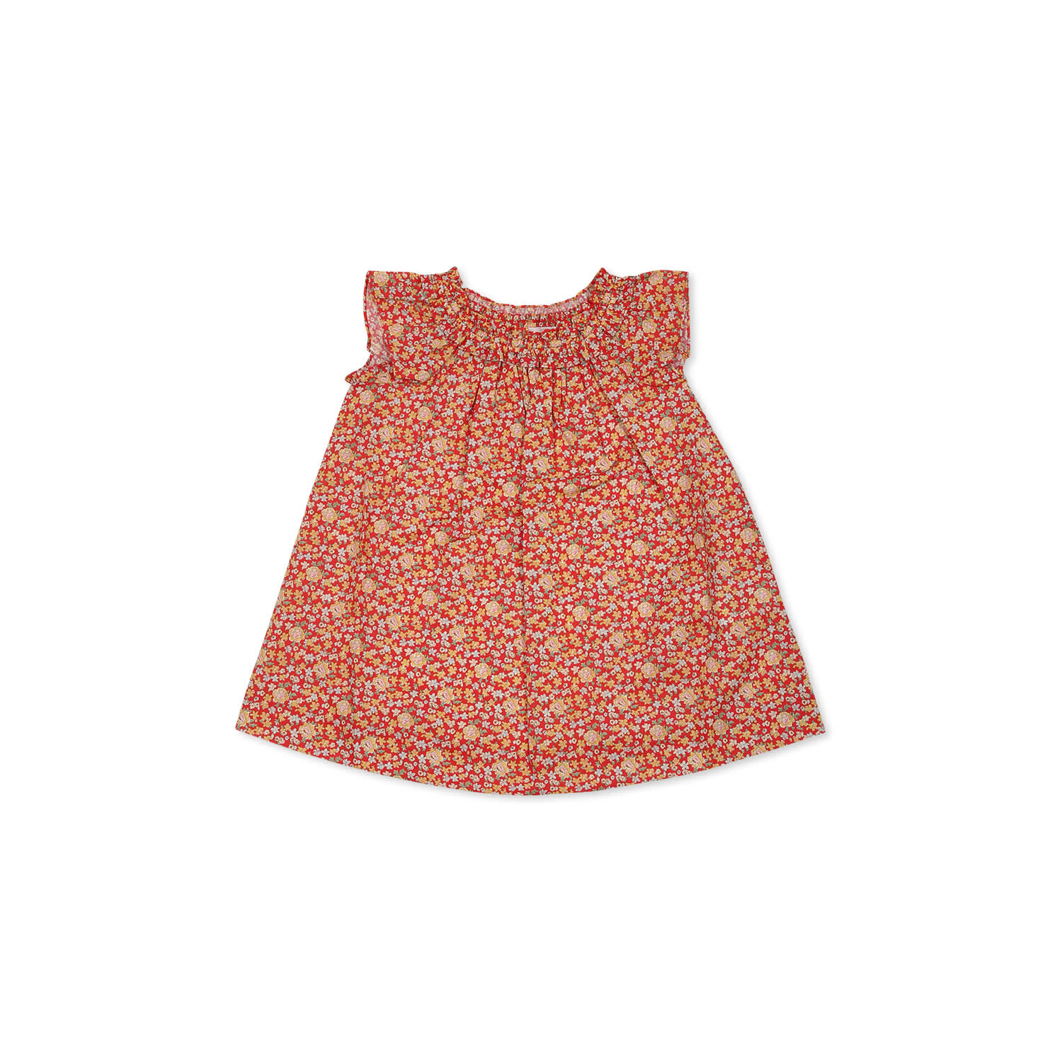 Bonpoint Red Dress For Baby Girl With Floral Print In Red