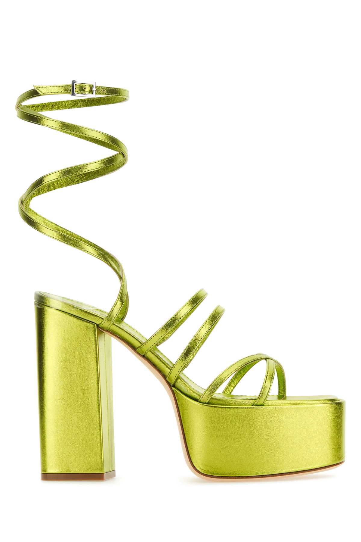 Acid Green Leather Evita Sandals