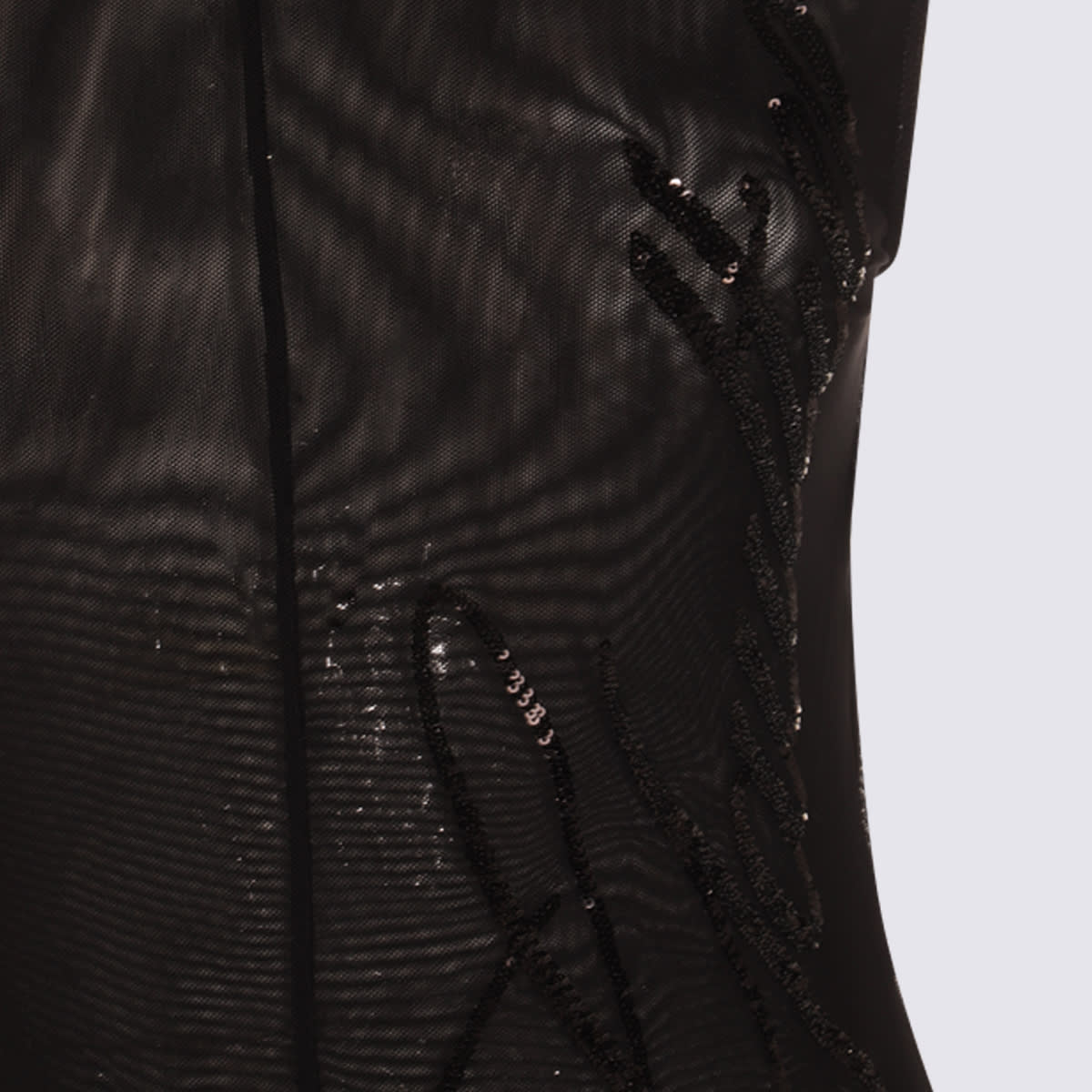 Jean Paul Gaultier Sheer Fabric Sequin Embellishments High Neckline In Black