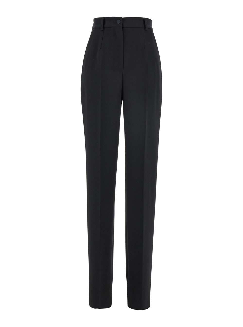 DOLCE & GABBANA BLACK PANTS WITH HIGH WAIST AND BELT LOOPS IN WOOL WOMAN 