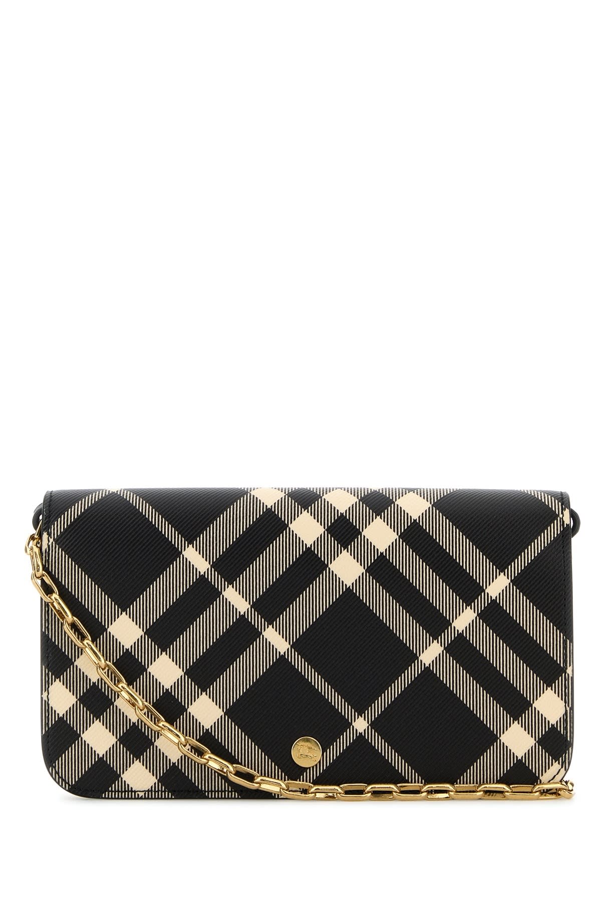 Shop Burberry Ls Wallet On Chain Bin In Blackcalico