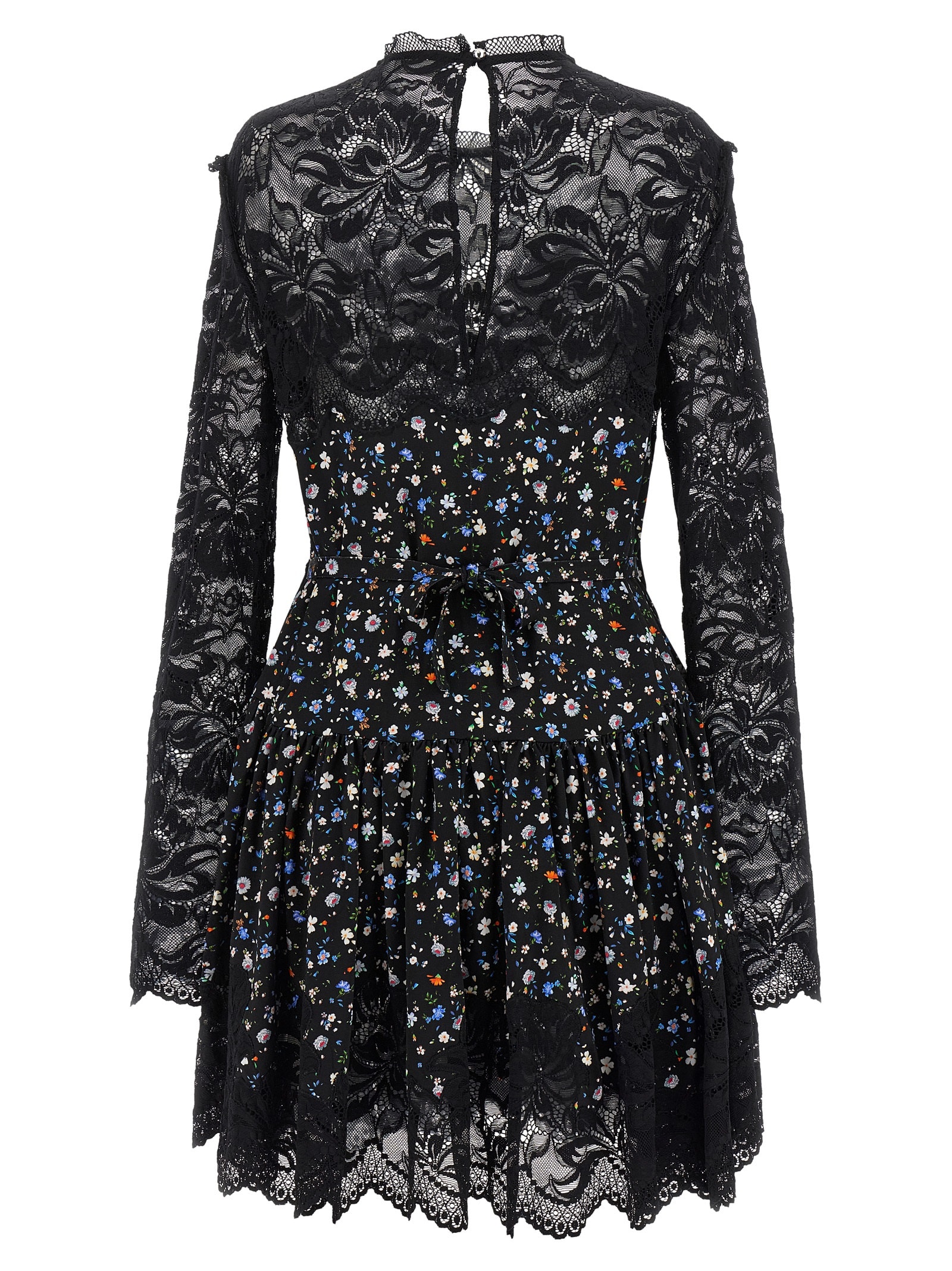 Rabanne Lace Floral Dress Keyhole Back In Black