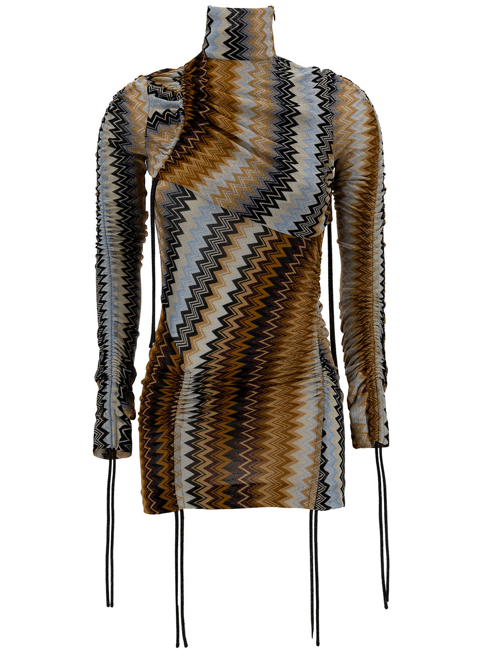MISSONI MINI MULTICOLOR DRESS WITH DRAWSTRING AND ZIGZAG MOTIF IN LUREX AND VISCOSE BLEND WOMAN