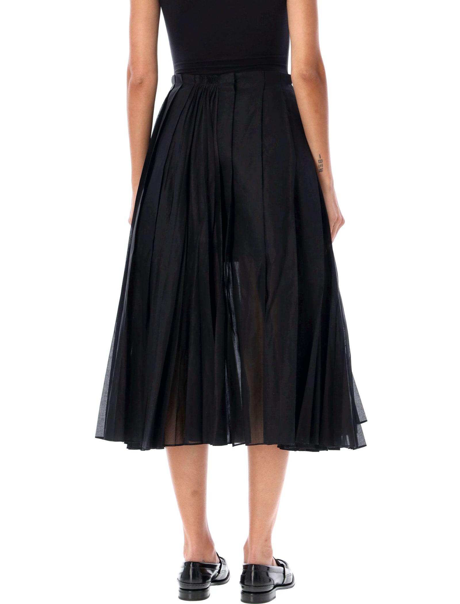 Shop Jil Sander Organdy Midi Skirt In Black