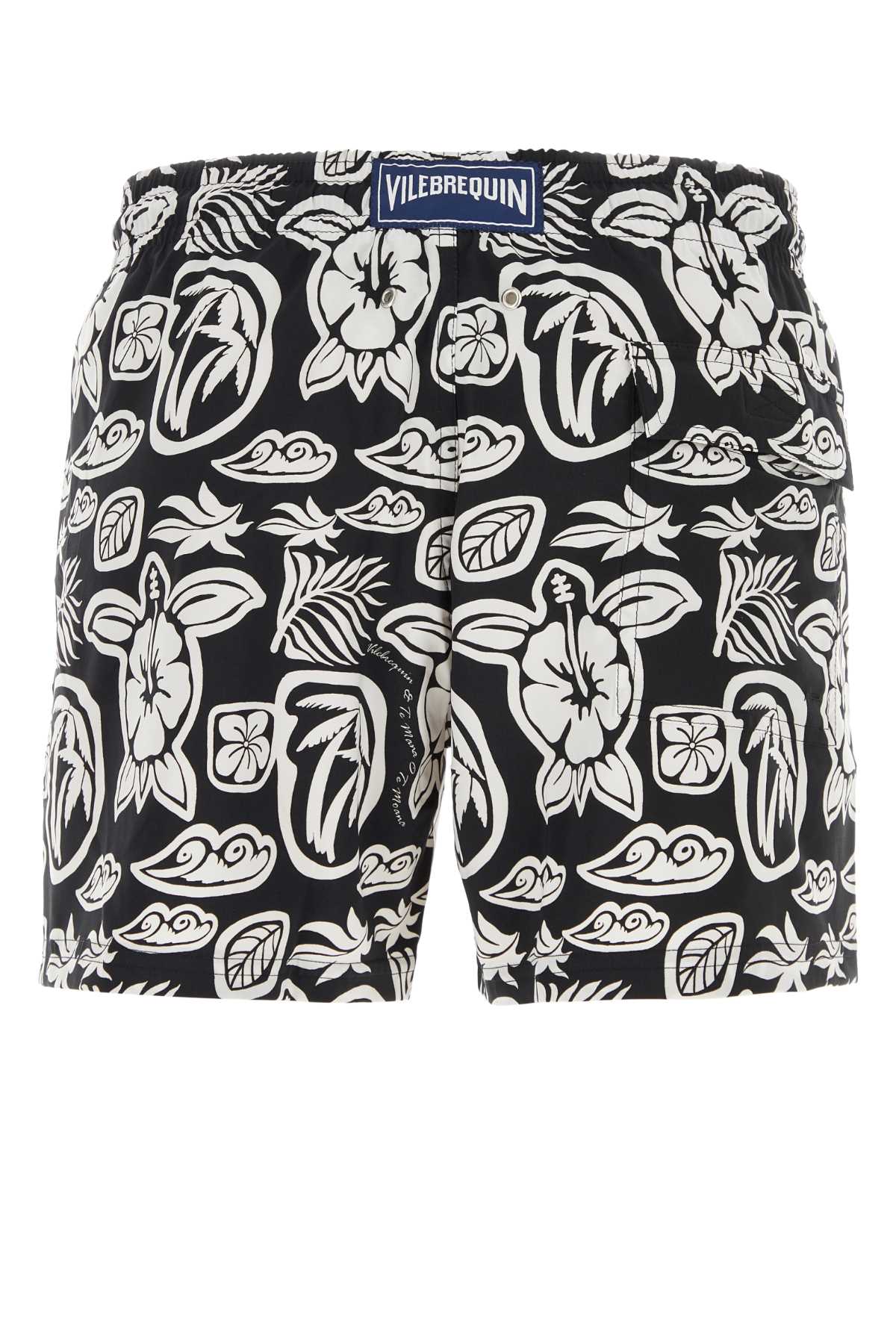 Shop Vilebrequin Printed Stretch Polyester Swimming Shorts In Noir