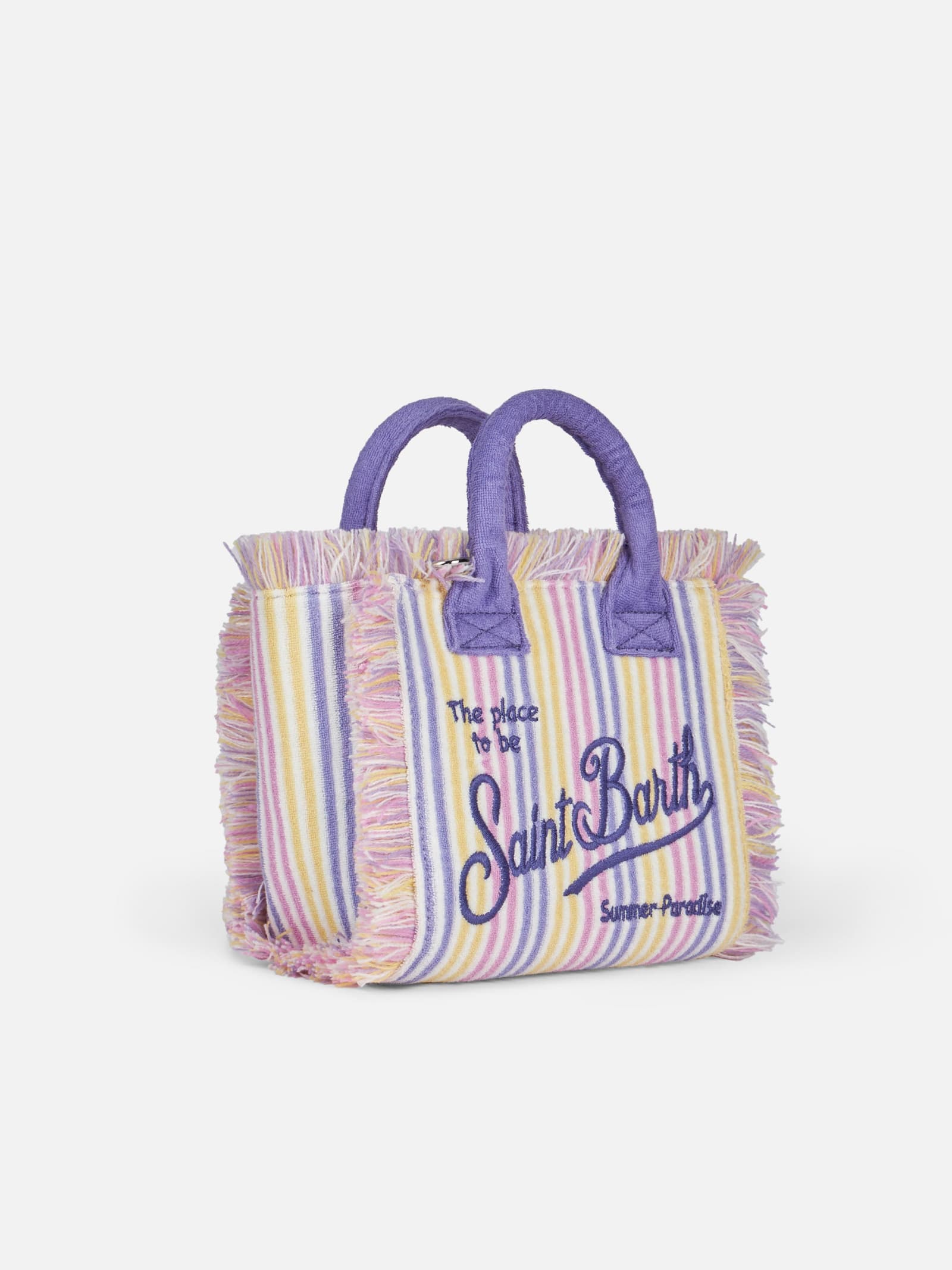 Mc2 Saint Barth Striped Terry Embossed Mini Vanity Bag In Rigato