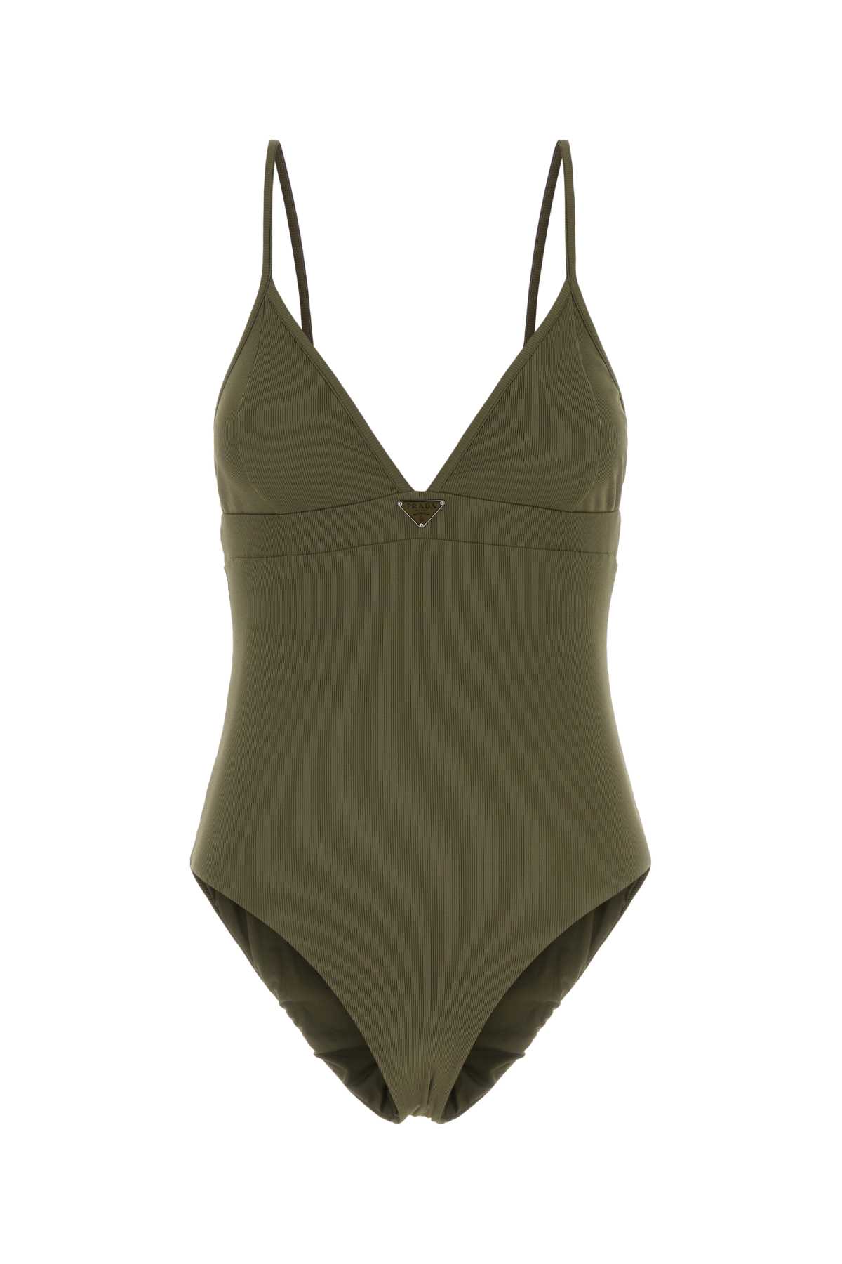 PRADA ARMY GREEN STRETCH NYLON SWIMSUIT