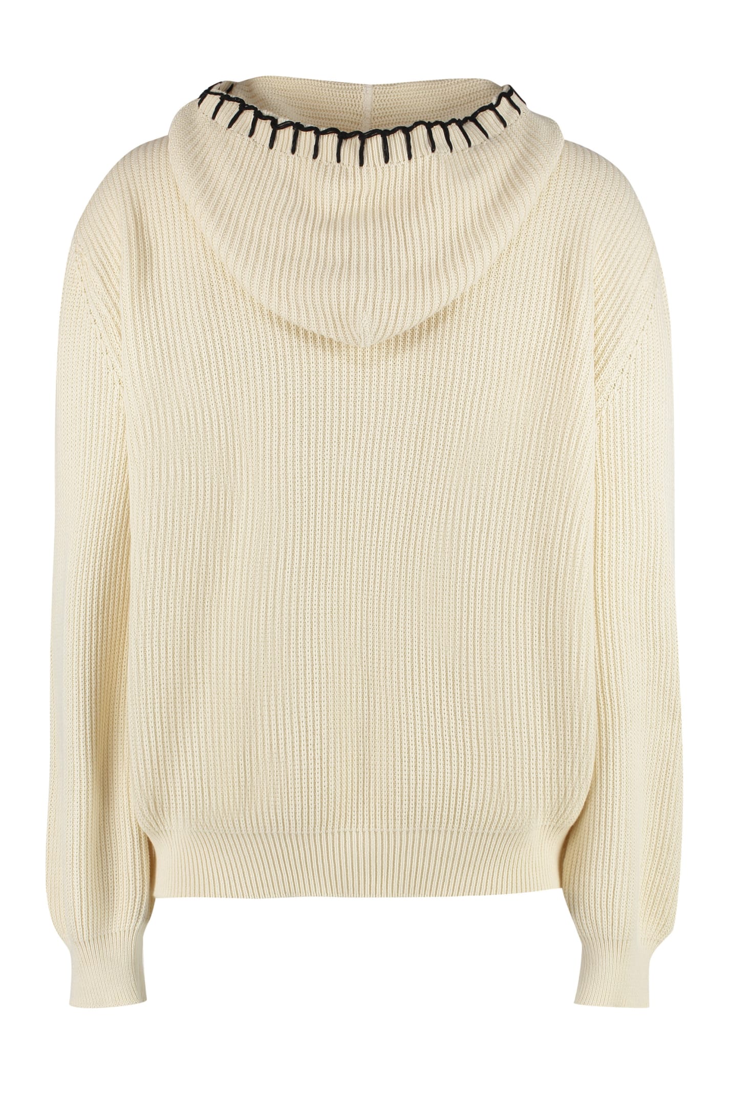 Shop Barrow Knitted Hoodie In Panna