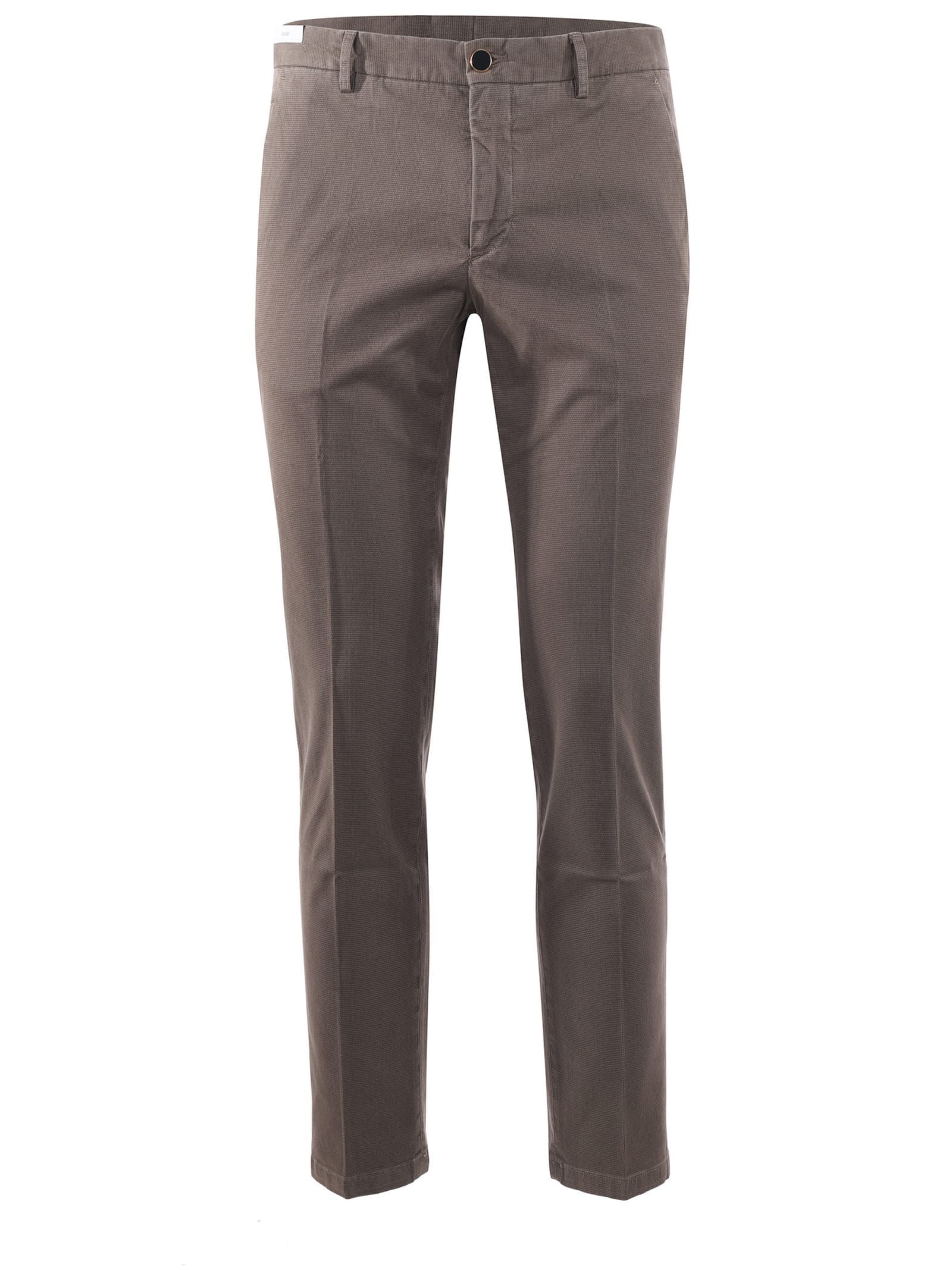 Shop Pt01 Trousers In Micro Patterned Stretch Cotton In Tortora