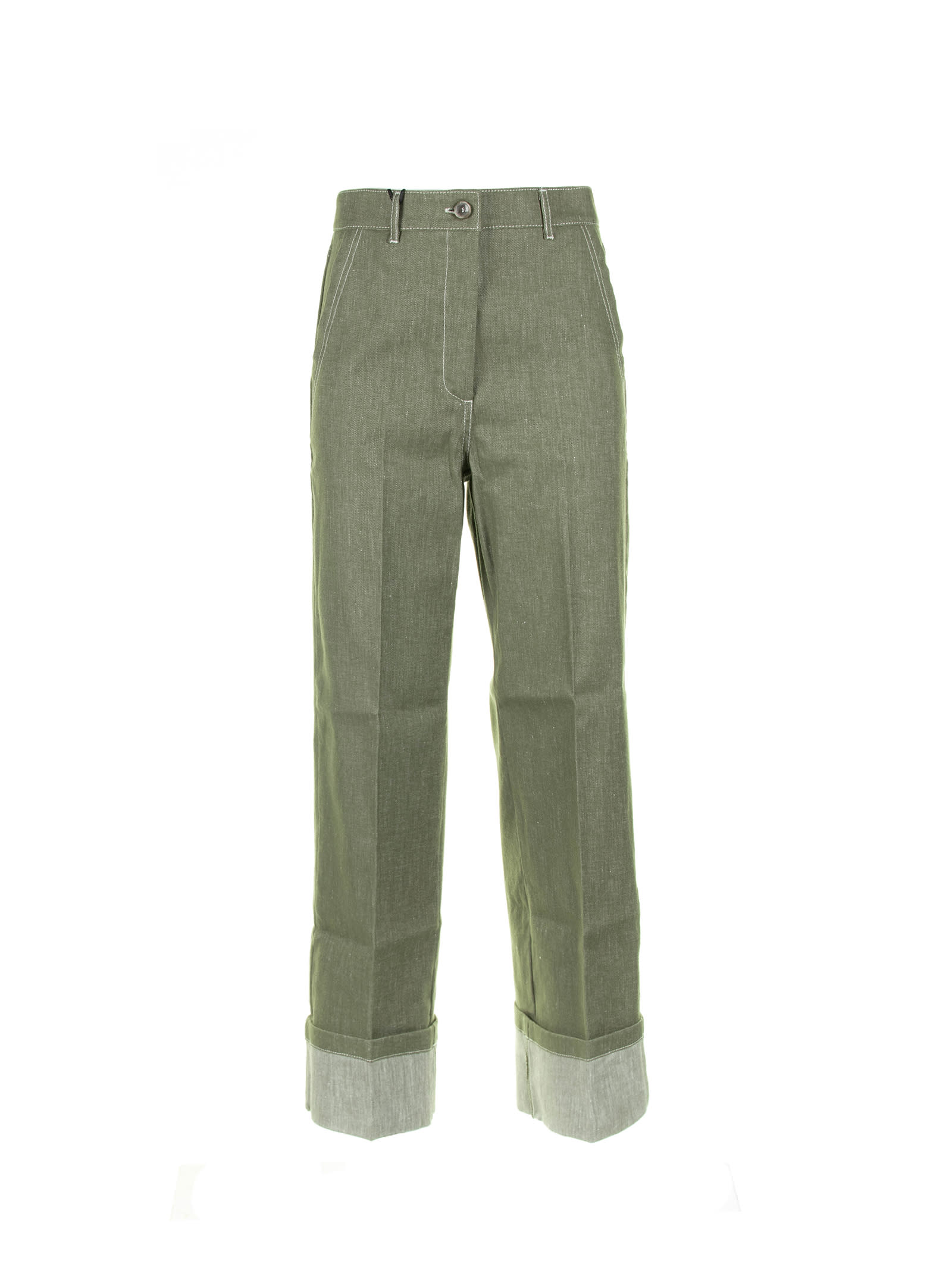 Green Denim Effect Trousers