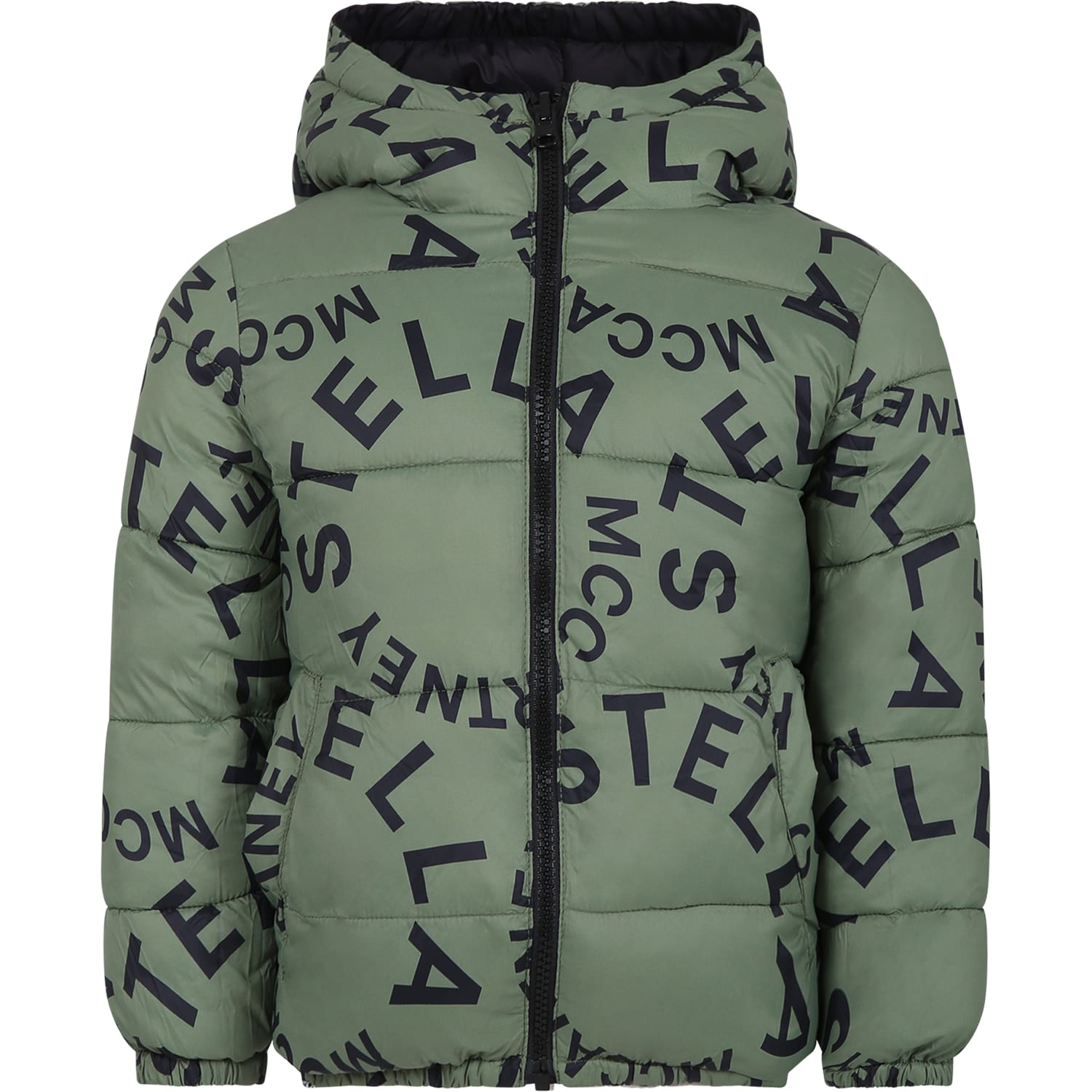 Shop Stella Mccartney Black Down Jacket For Boy With Logo