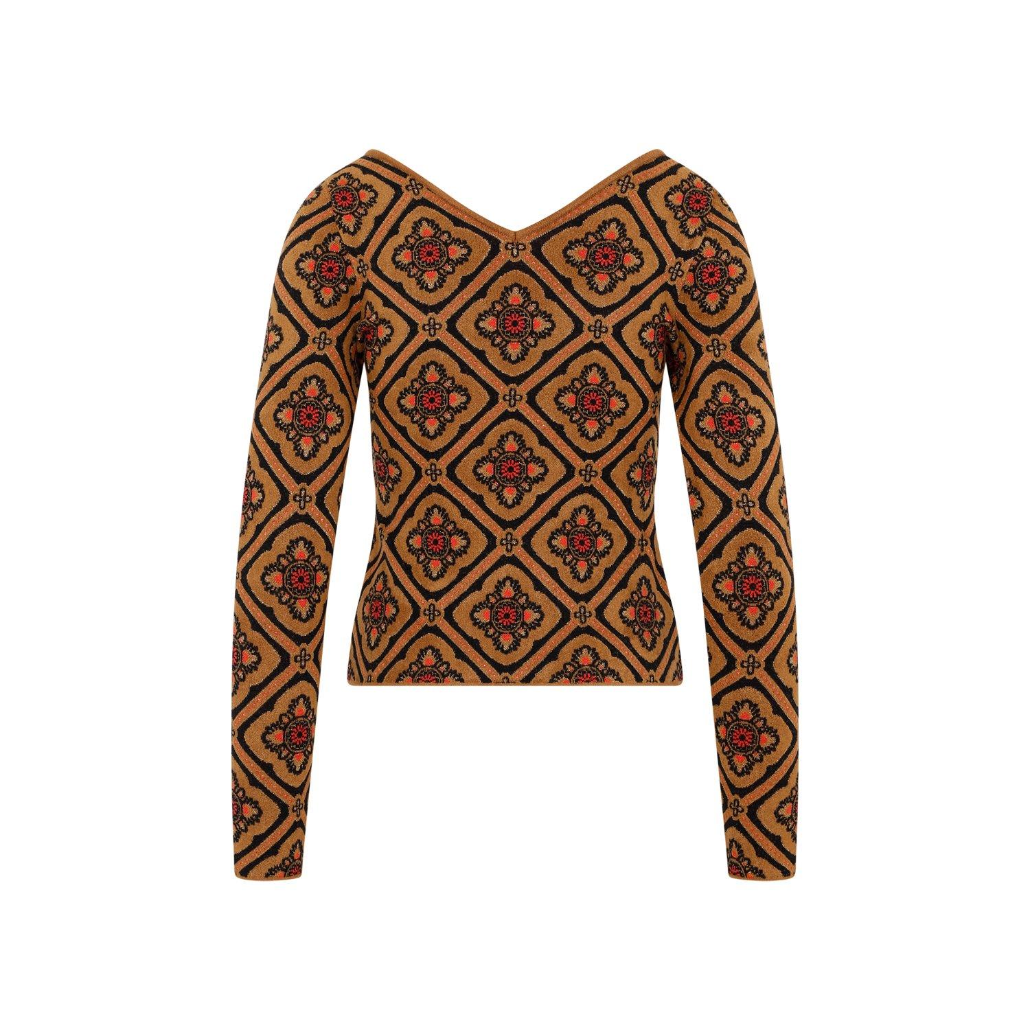 Shop Etro Floral-jacquard Knitted Jumper In Marrone/multicolour