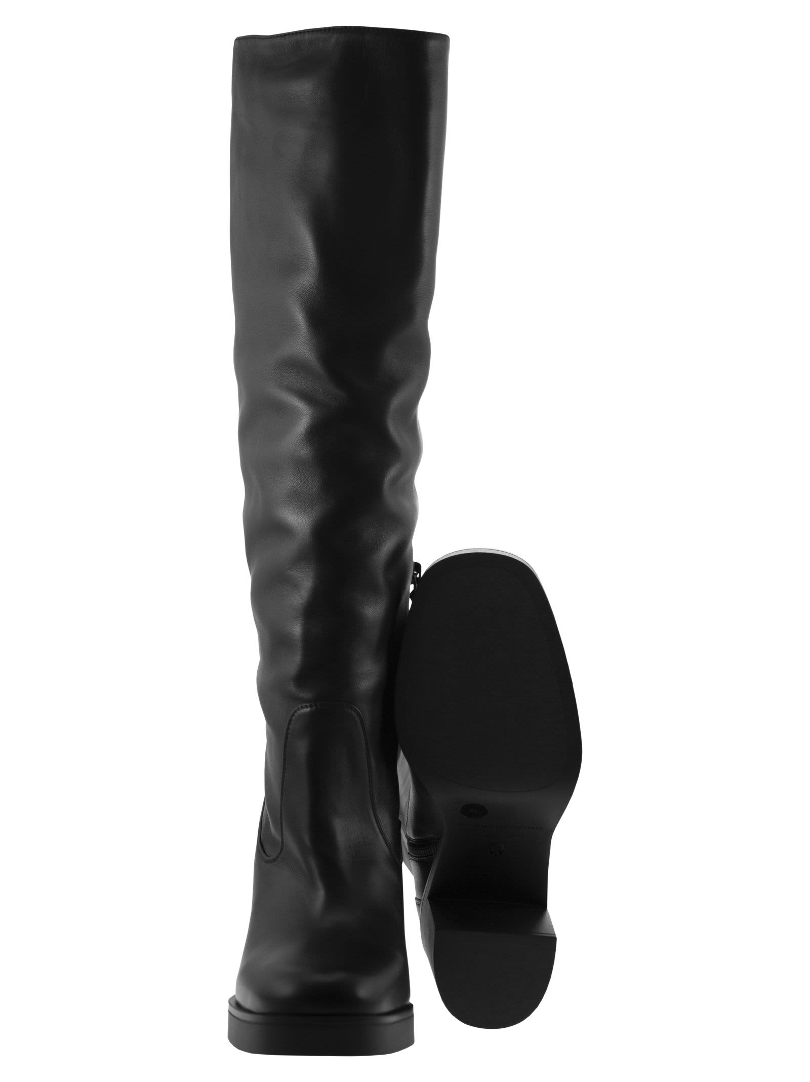 Shop Stuart Weitzman Bethenny 80 - Leather Boot In Black