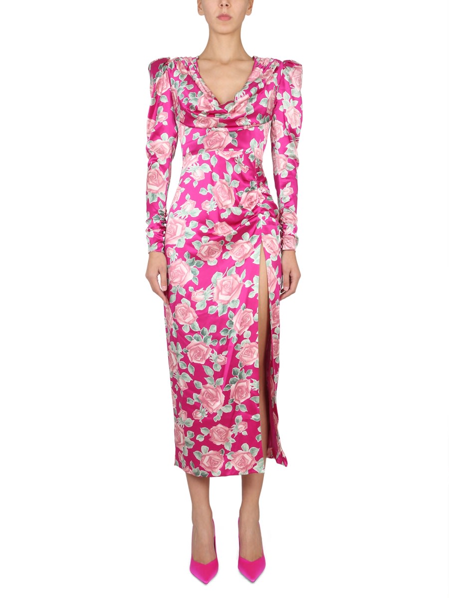 Shop Alessandra Rich Dress In Satin In Fuchsia