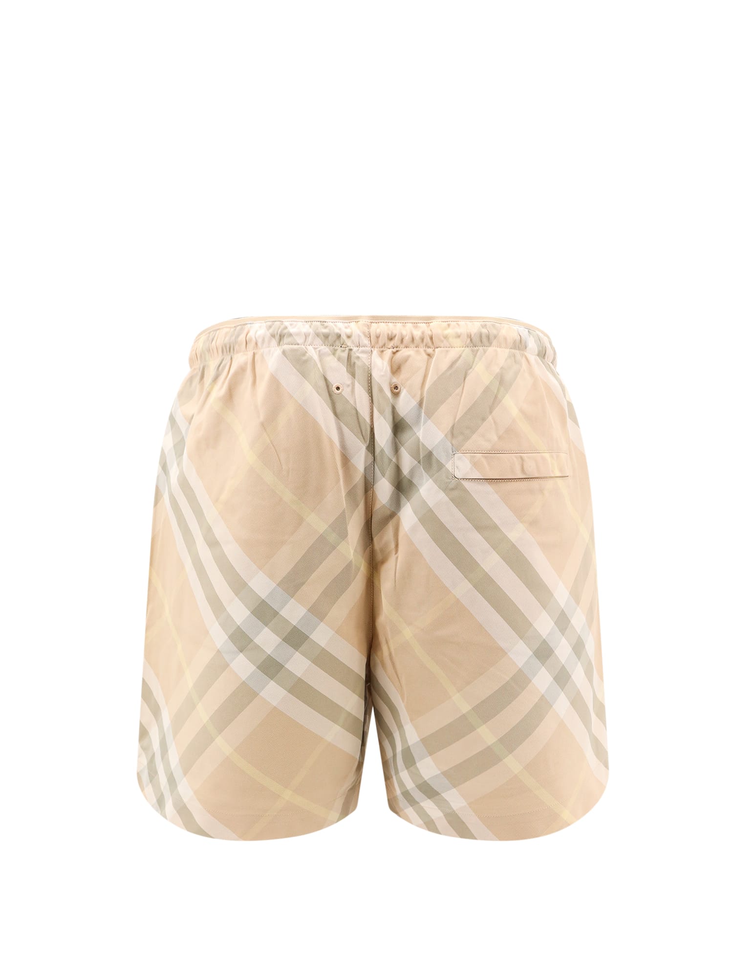 Shop Burberry Elastic Waist Check Shorts In Flax Ip Check