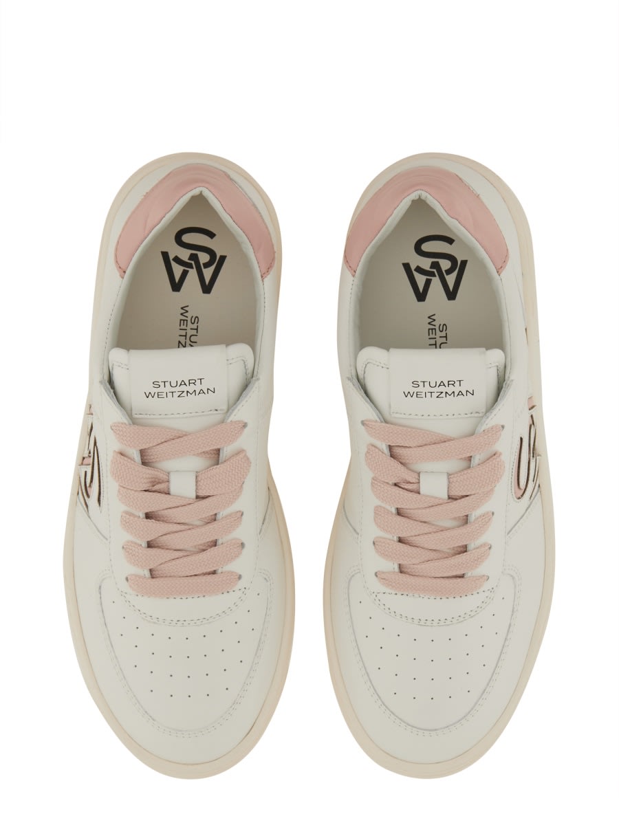 Shop Stuart Weitzman Sneaker With Logo In White