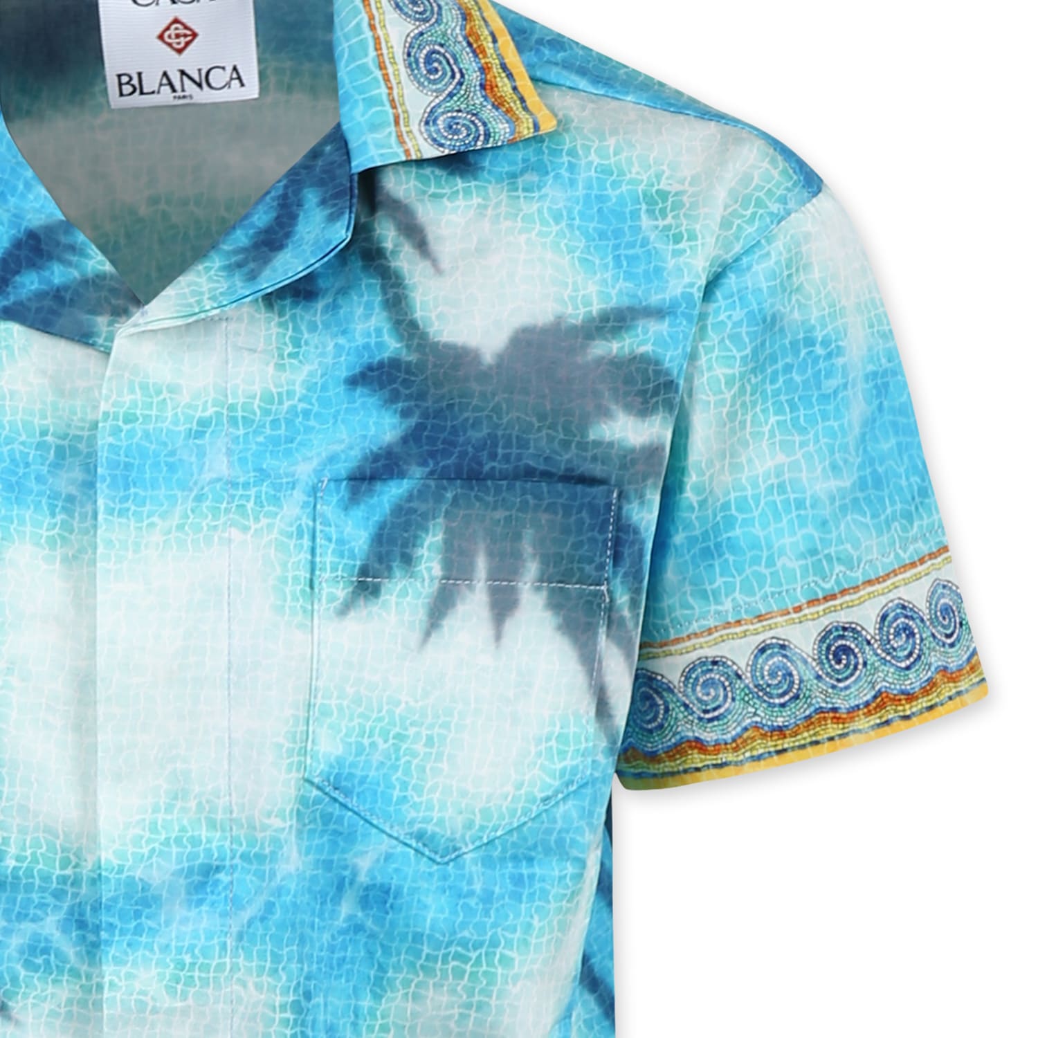 Casablanca Short-sleeved Printed Shirt In Light Blue