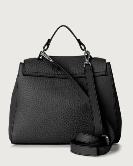 Orciani Medium Textured Leather Shoulder Bag In Black