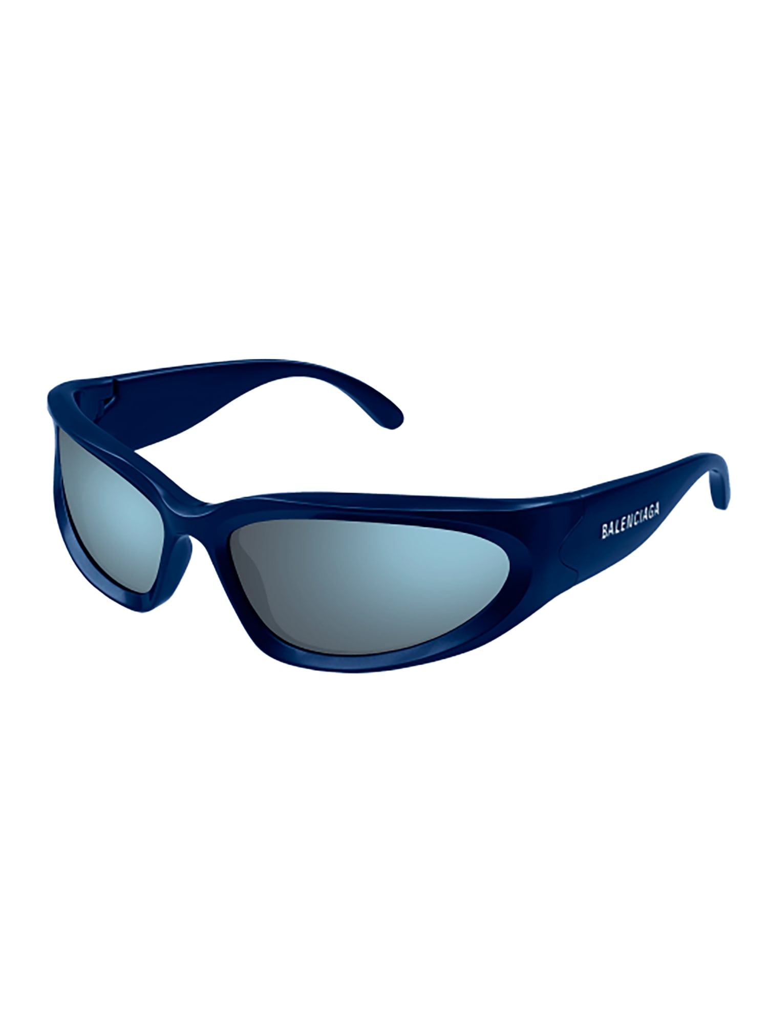 Shop Balenciaga Bb0157s Sunglasses In 009 Blue Blue Blue