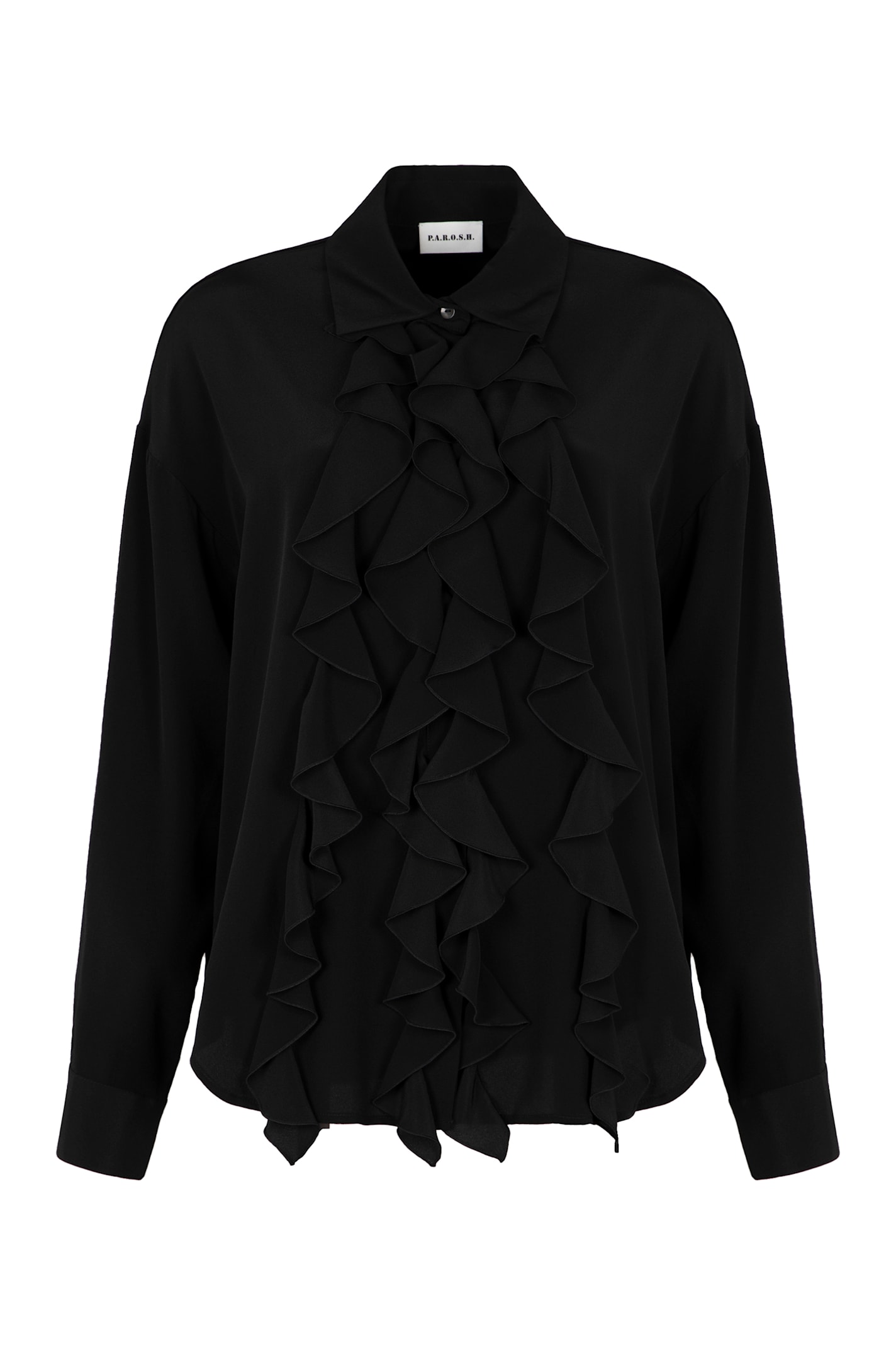 P.a.r.o.s.h Sewash Ruffled Silk Blouse In Black