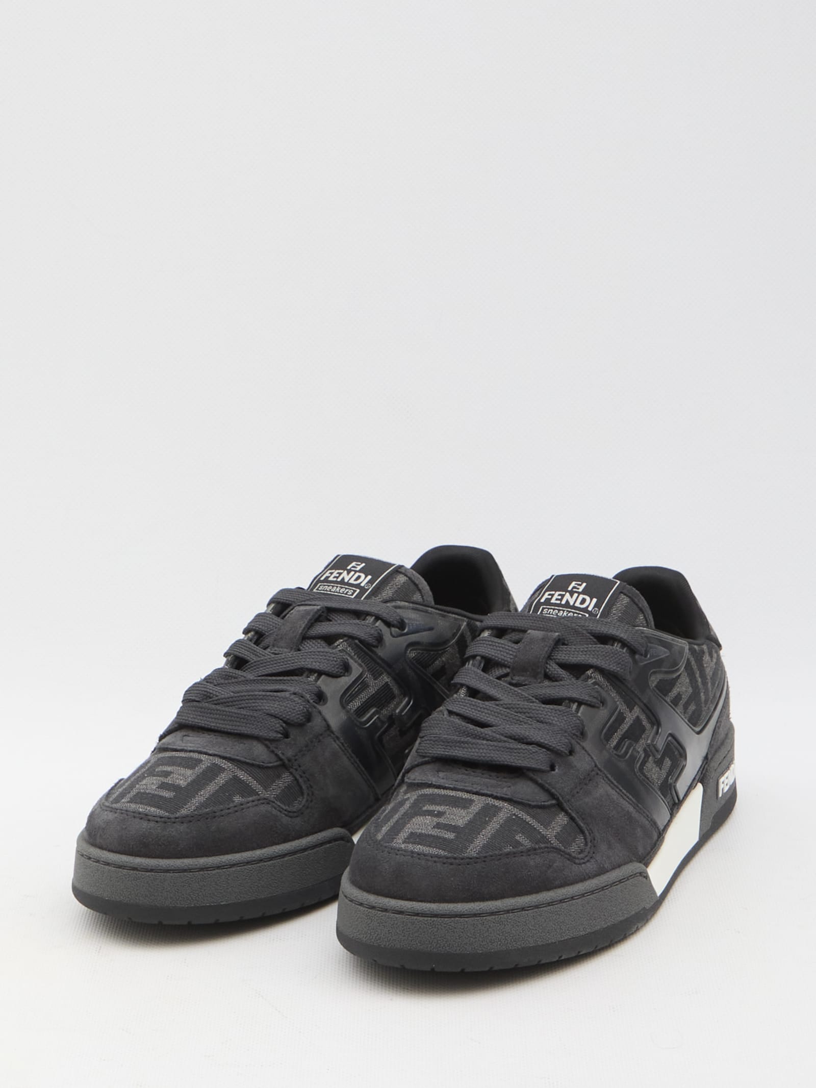 Fendi Low-top Round Toe Rubber Sole Sneakers In Grey