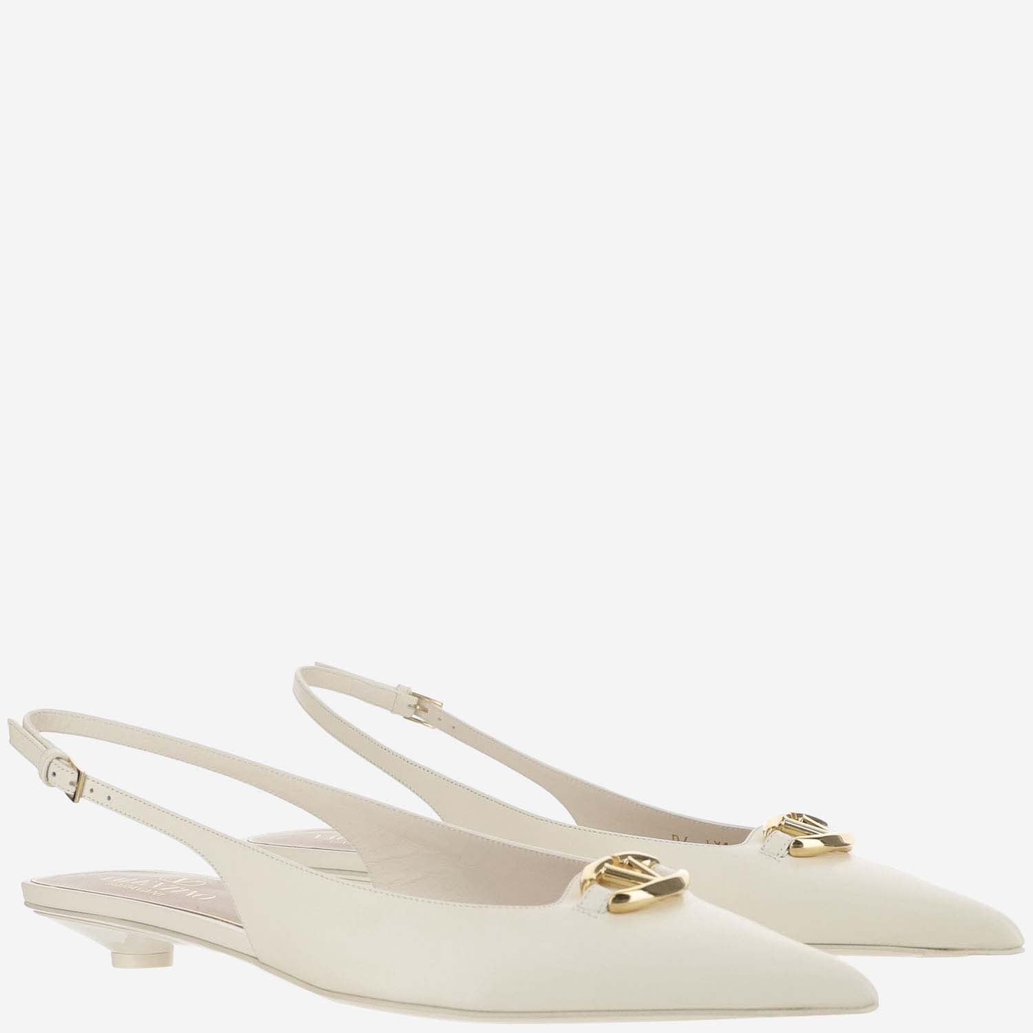Shop Valentino Ballerina Slingback Vlogo The Bold Edition In 20mm Calf Leather In White