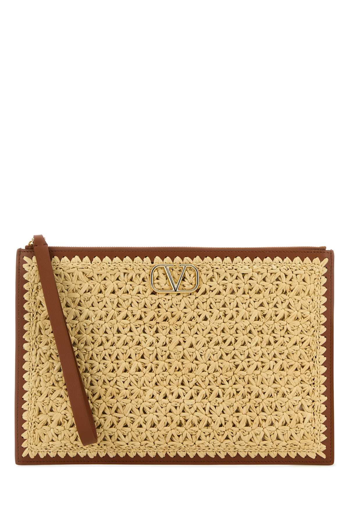 Shop Valentino Raffia Clutch In Naturaleselleria