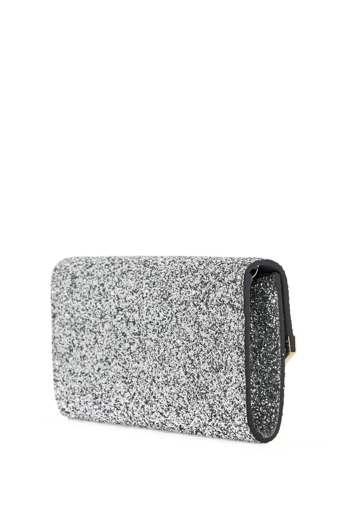 Shop Jimmy Choo Glittered Emmie Clutch In Silver Light Gold (silver)