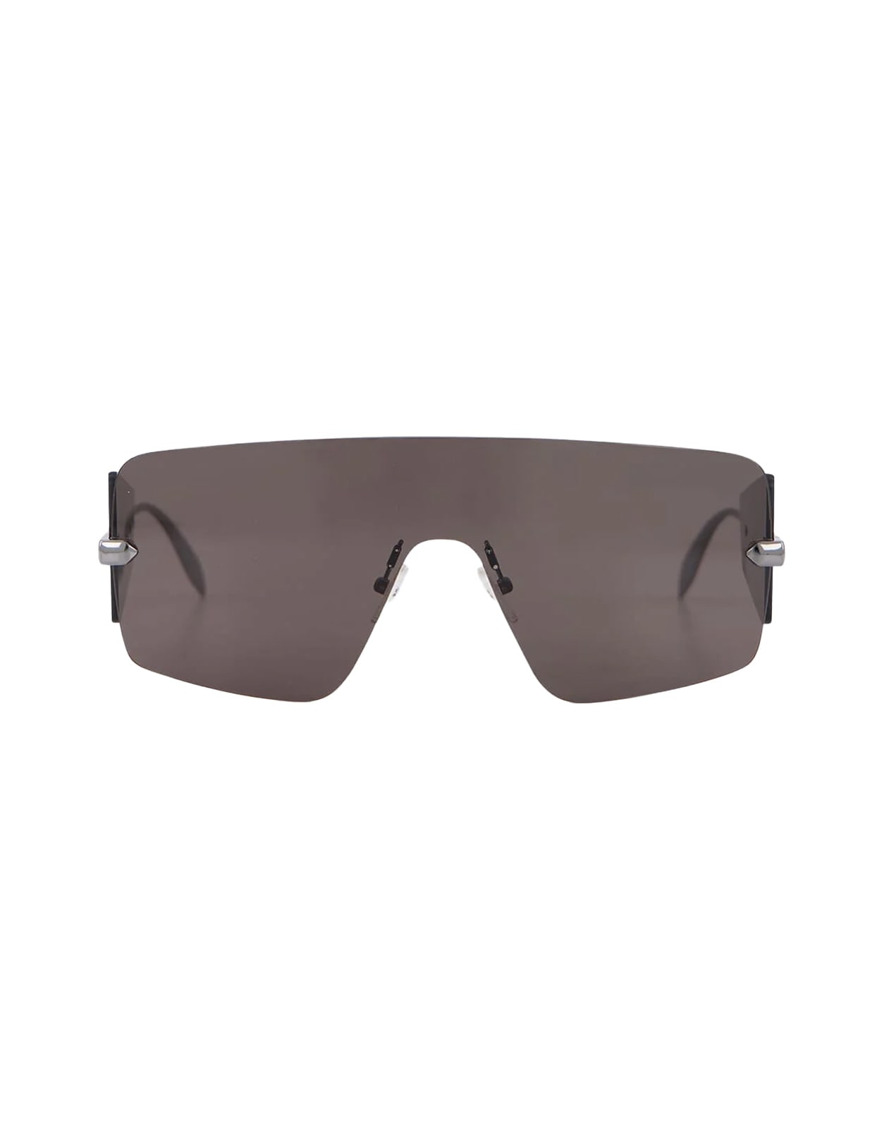 Shop Alexander Mcqueen Dark Grey Shield Sunglasses