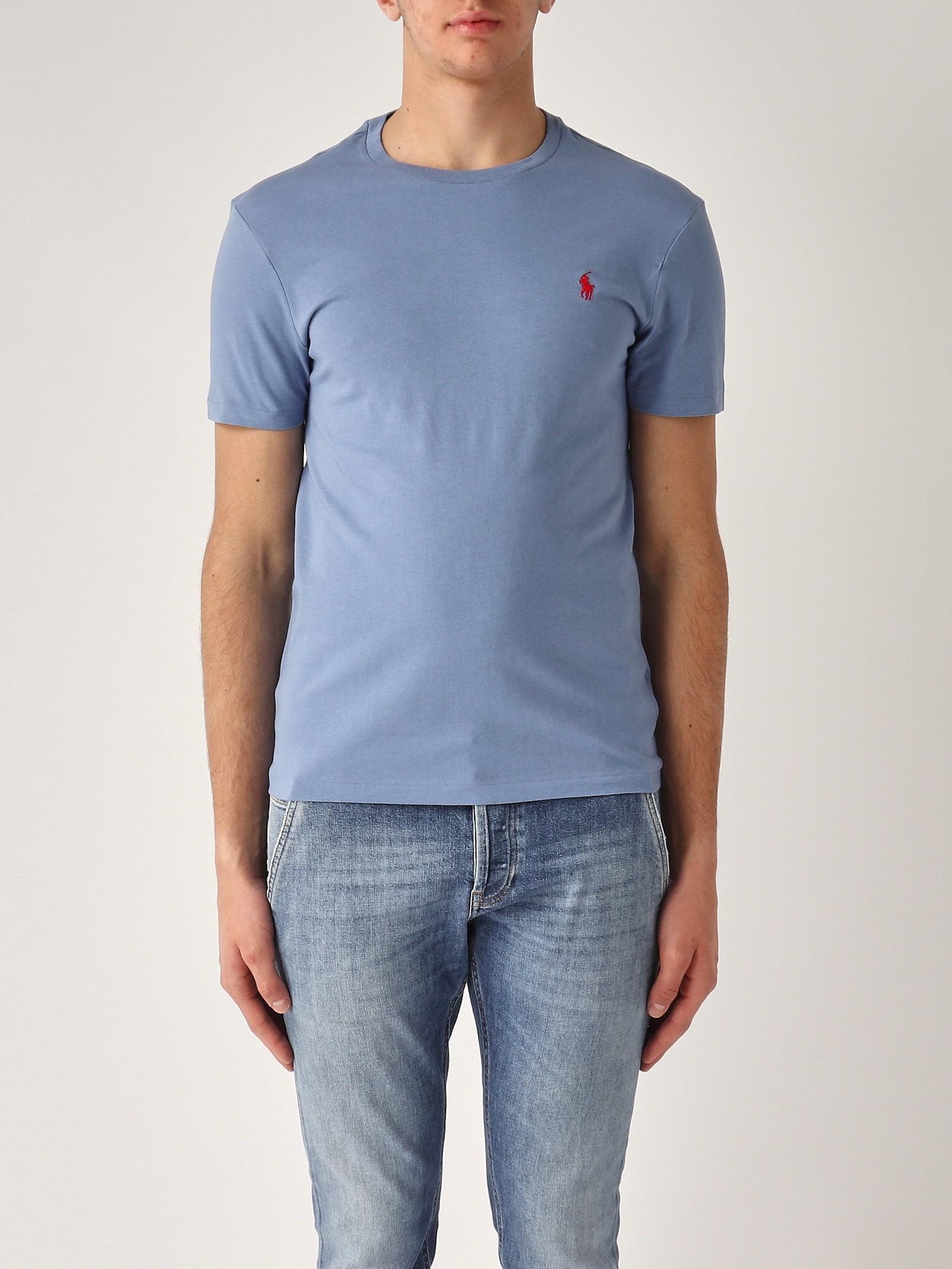 Polo Ralph Lauren T-shirt In Jersey Custom Slim-fit T-shirt In Blu Campus