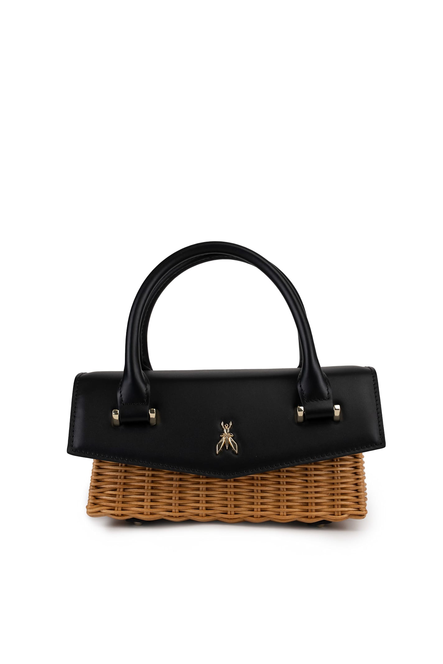 Small Straw And Leather Handbag
