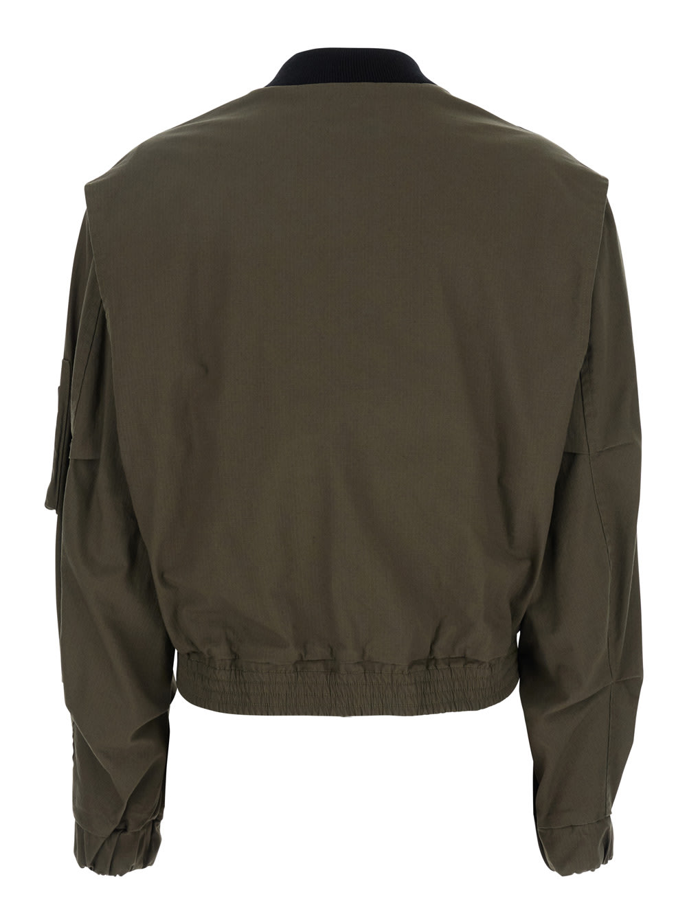 Mauro Grifoni Green Cropped Jacket With Maxi Pockets On Front And Sleeve In Cotton Woman In Green