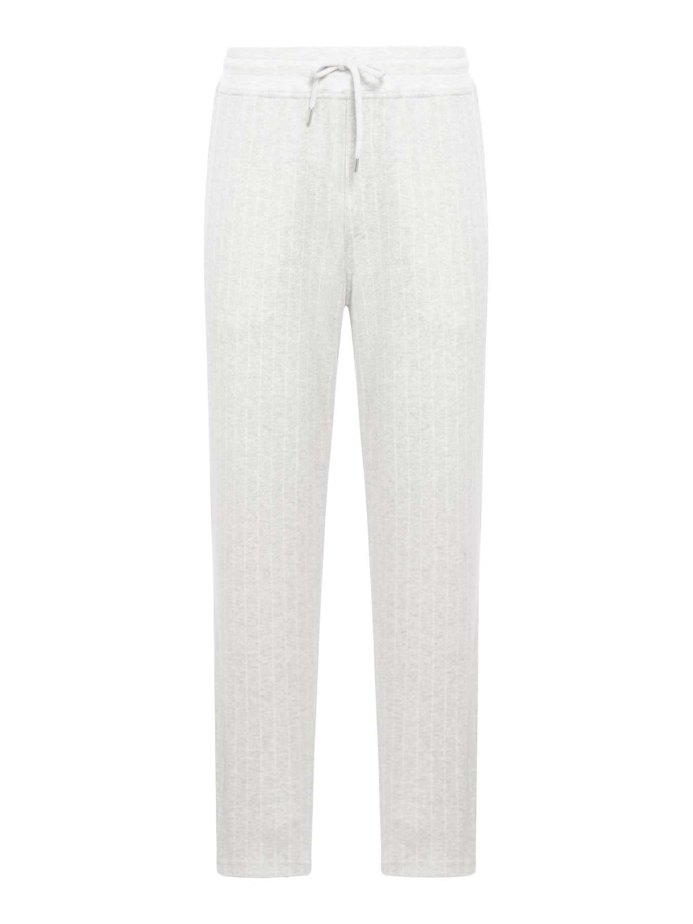 Shop Brunello Cucinelli Drawstring Pin Stripe Pants In Grey Pearl