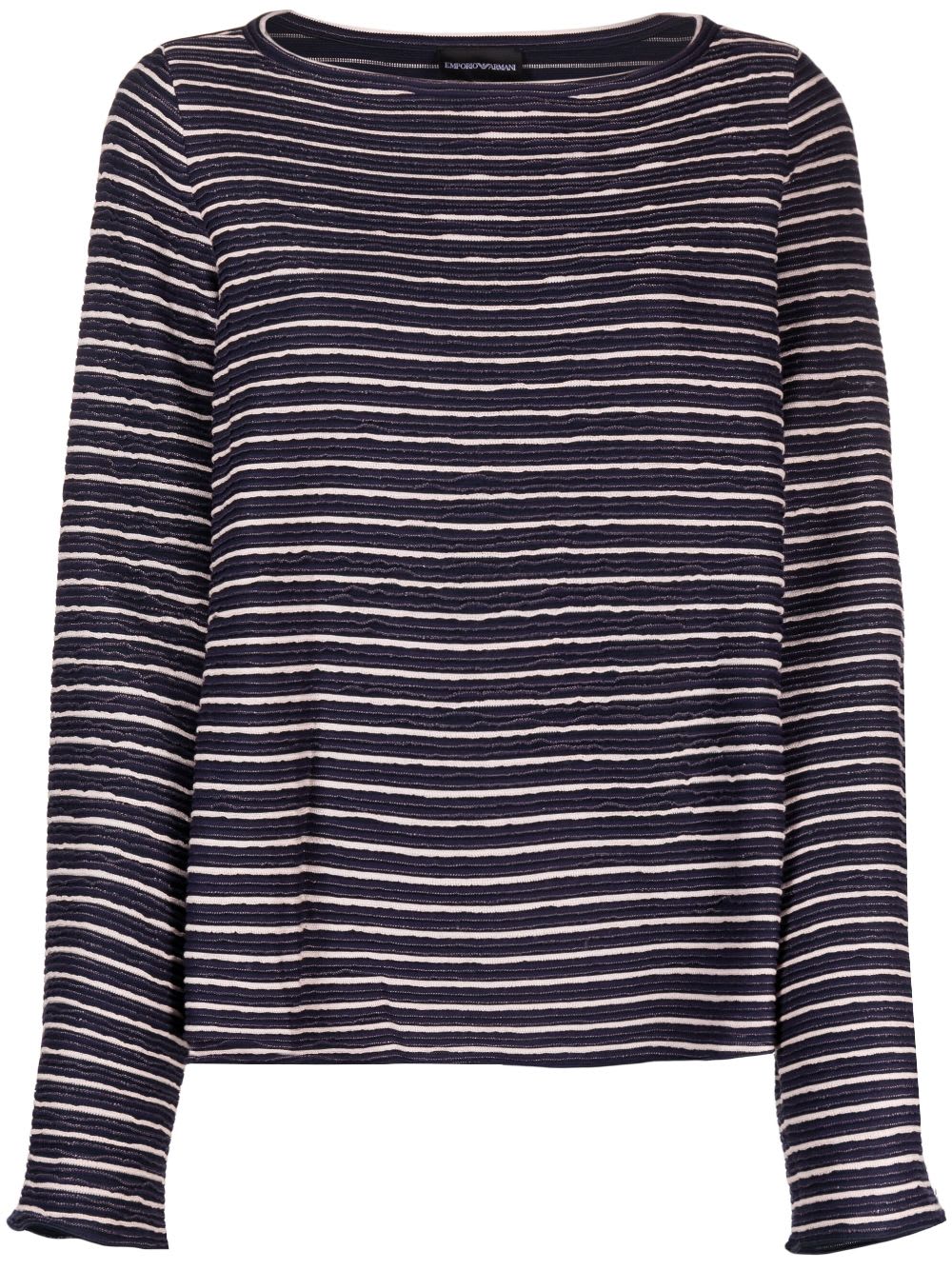 Shop Emporio Armani Striped Long Sleeve Sweater In Fantasy Blue