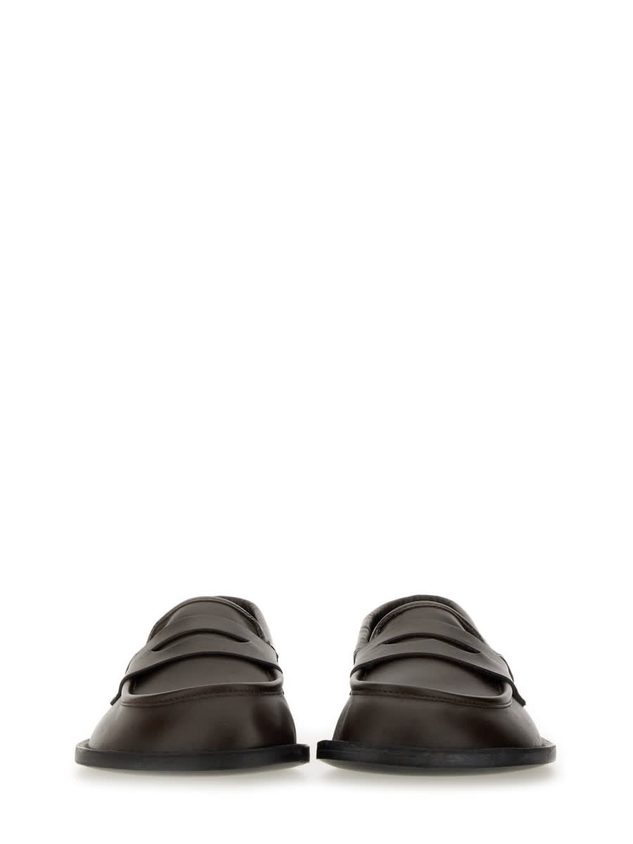 Moschino Desert Penny Strap Loafers In Dark Brown