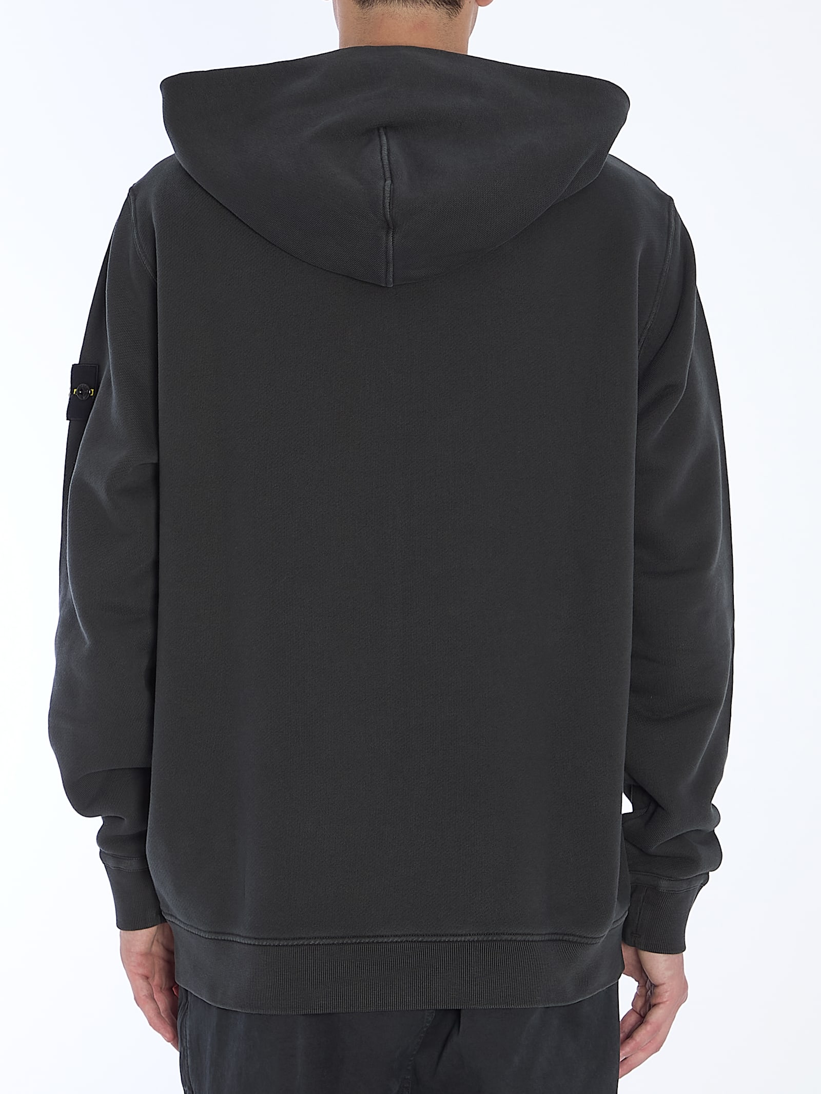 Shop Stone Island Zip-up Hoodie In Grey