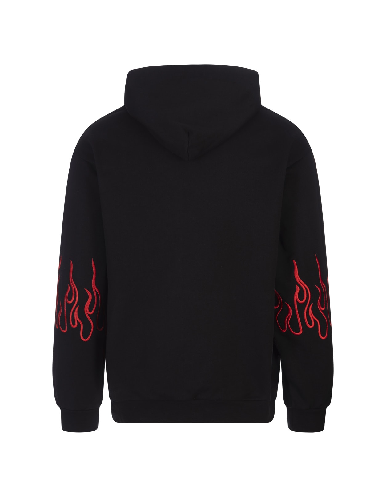 Shop Vision Of Super Black Hoodie With Red Embroidered Flames
