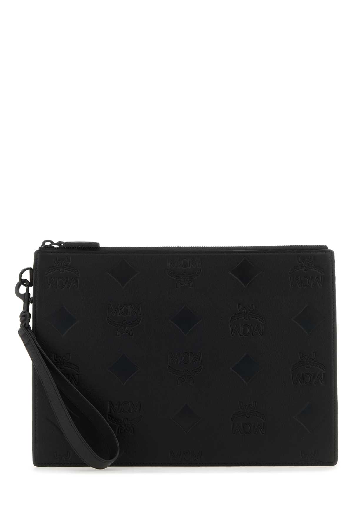 MCM Black Leather Pouch