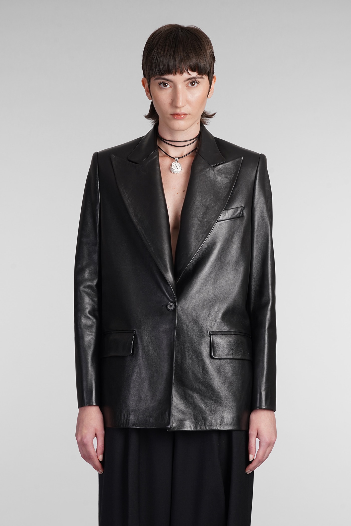 Shop Magda Butrym Blazer In Black Leather