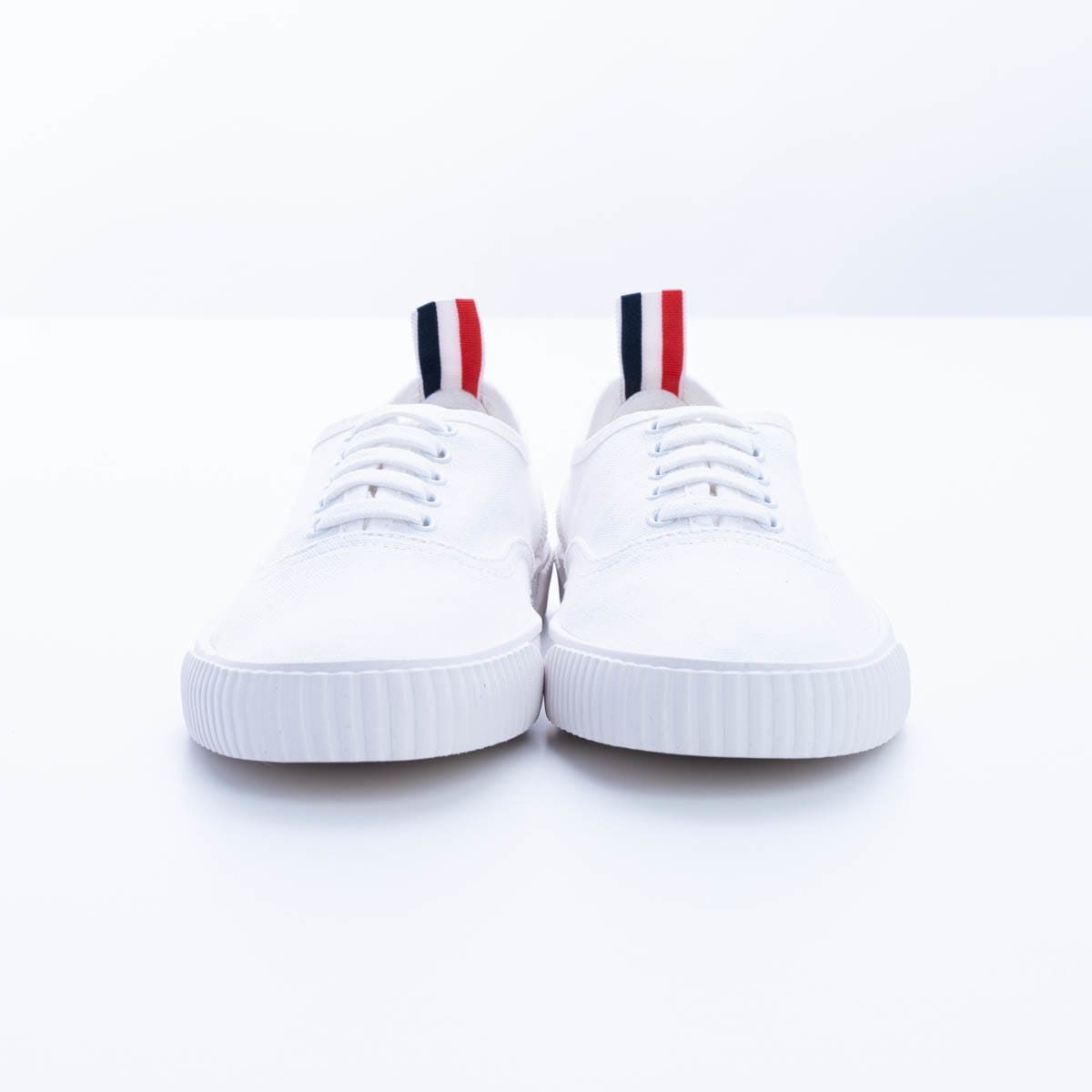 Thom Browne Canvas Vulcanized Heritage Sneakers In White
