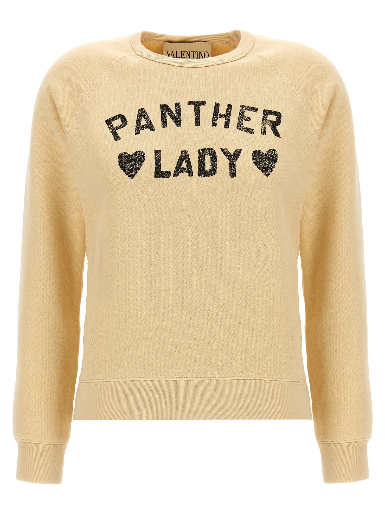 Valentino Graphic Print Cotton Sweatshirt With Raglan Sleeves In Sand