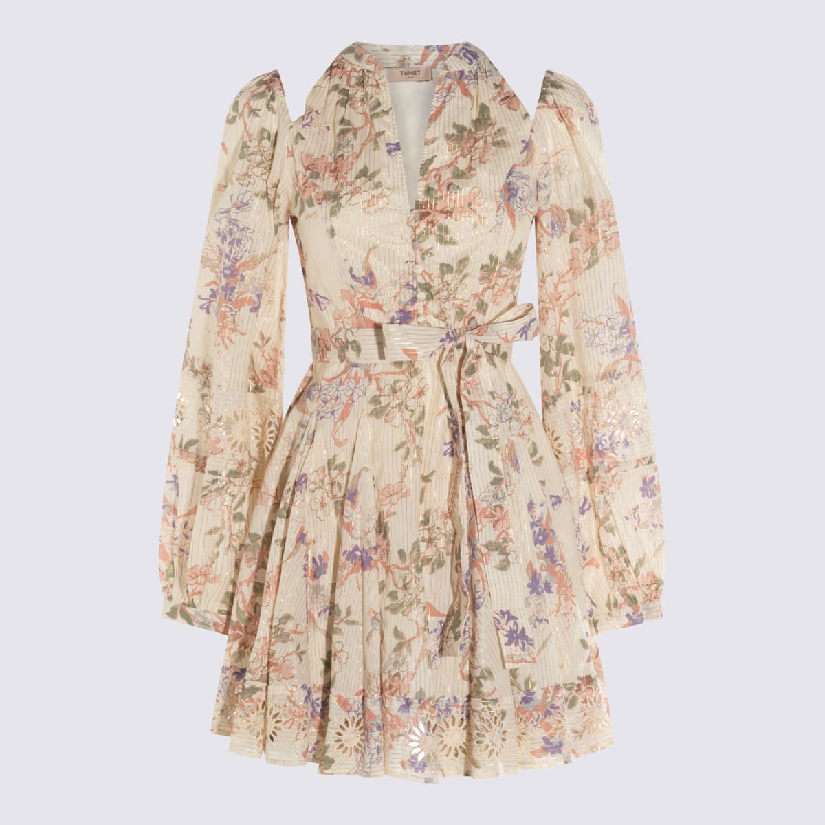 Shop Twinset Multicolor Cotton Mini Dress