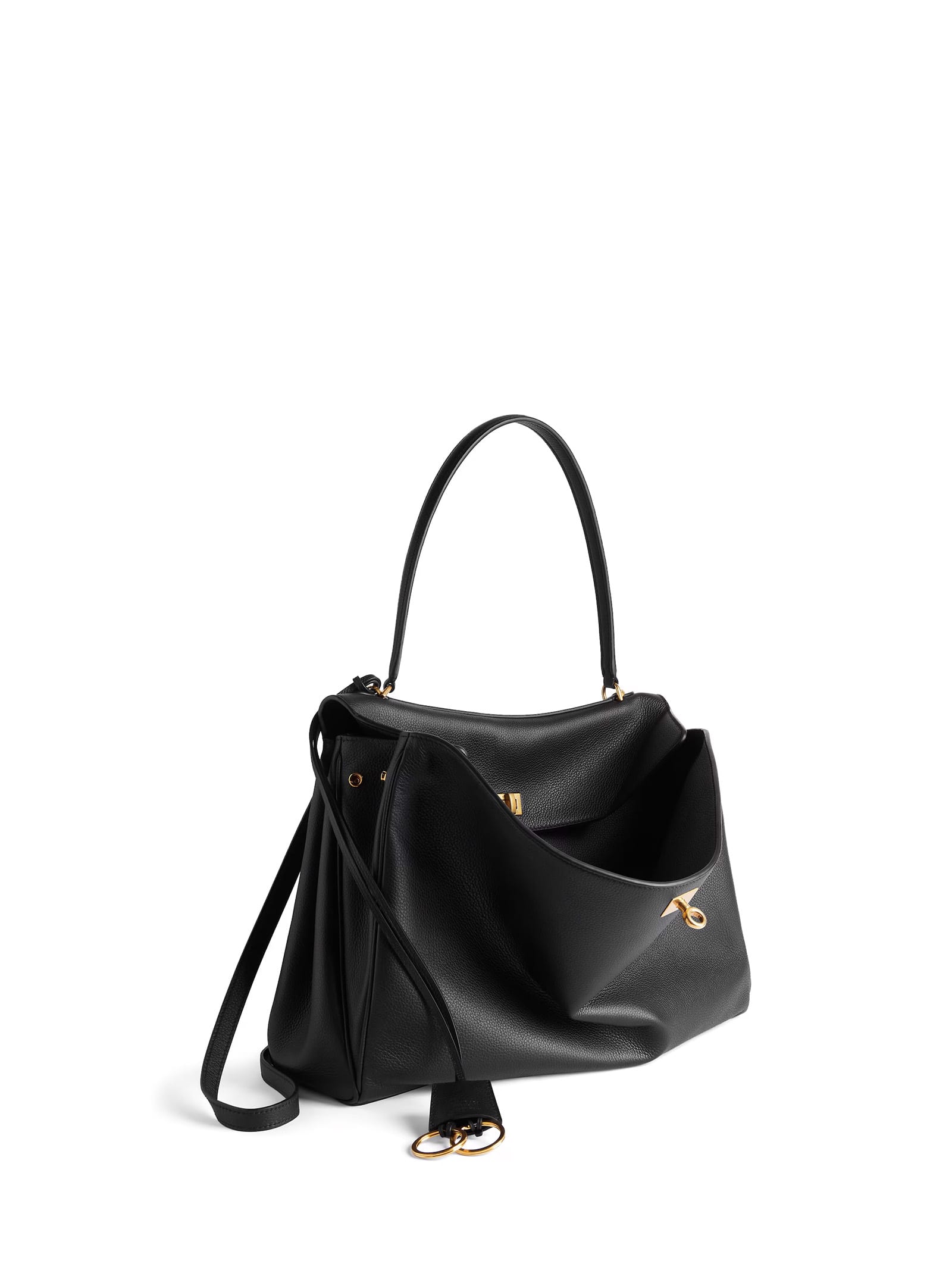 Balenciaga Rodeo Medium Smooth Leather Hand Bags In Black