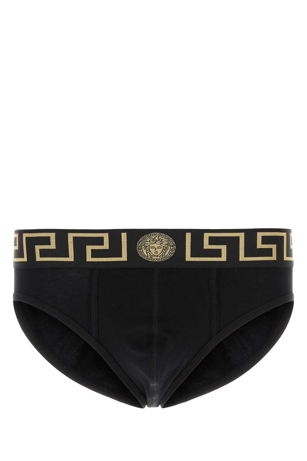 Versace Stretch Cotton Brief Set With Geometric Pattern In Multi