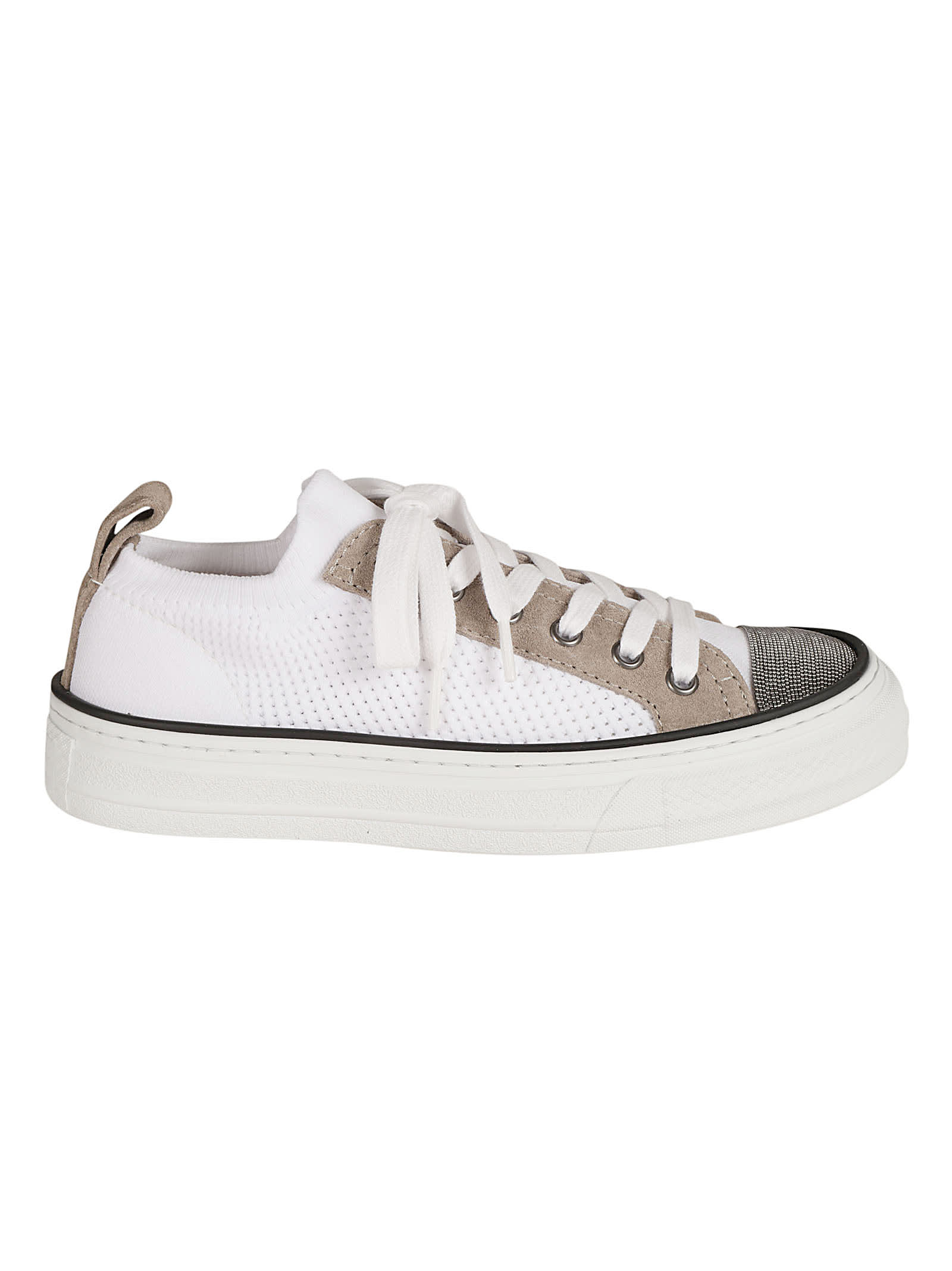 Brunello Cucinelli Monili-detailed Paneled Lace-up Sneakers