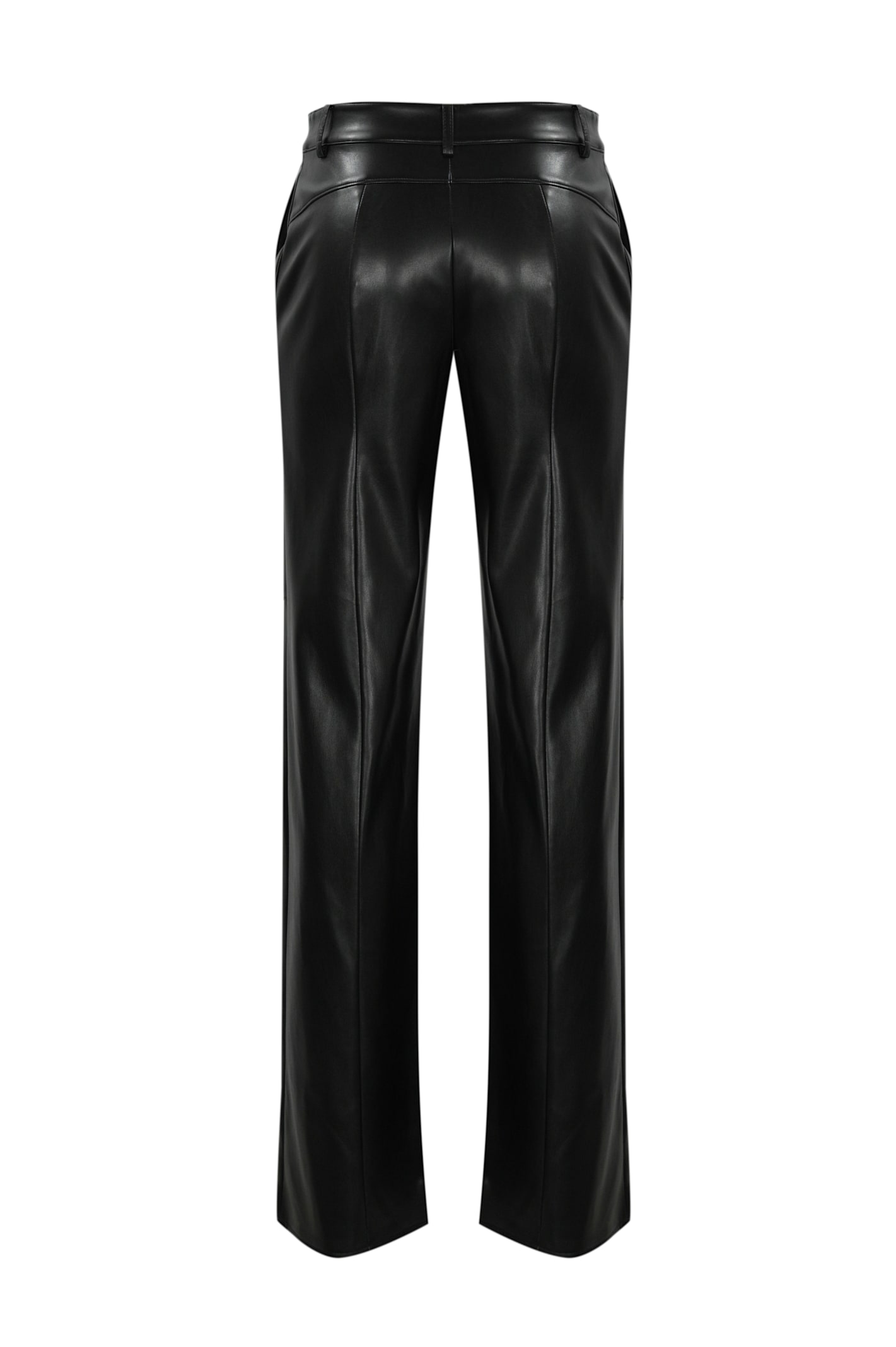 Shop Patrizia Pepe Faux Leather Trousers In Nero