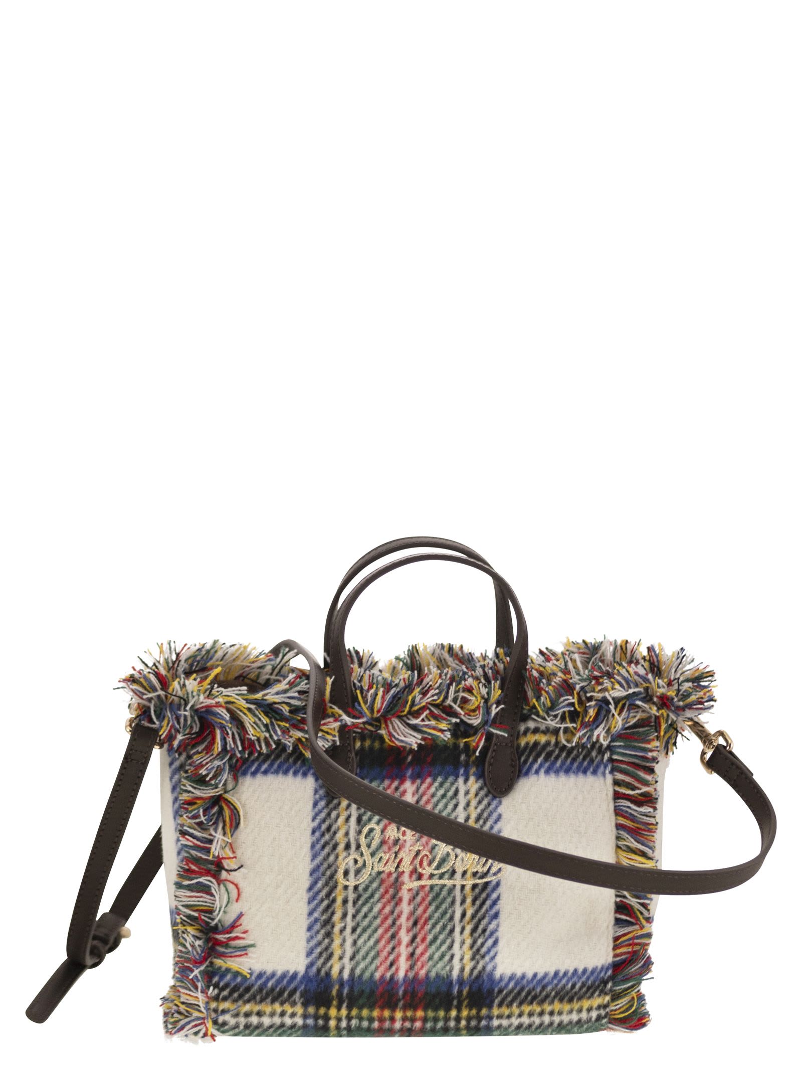 Shop Mc2 Saint Barth Mini Vanity Bag With Bangs And Embroidered Logo In White